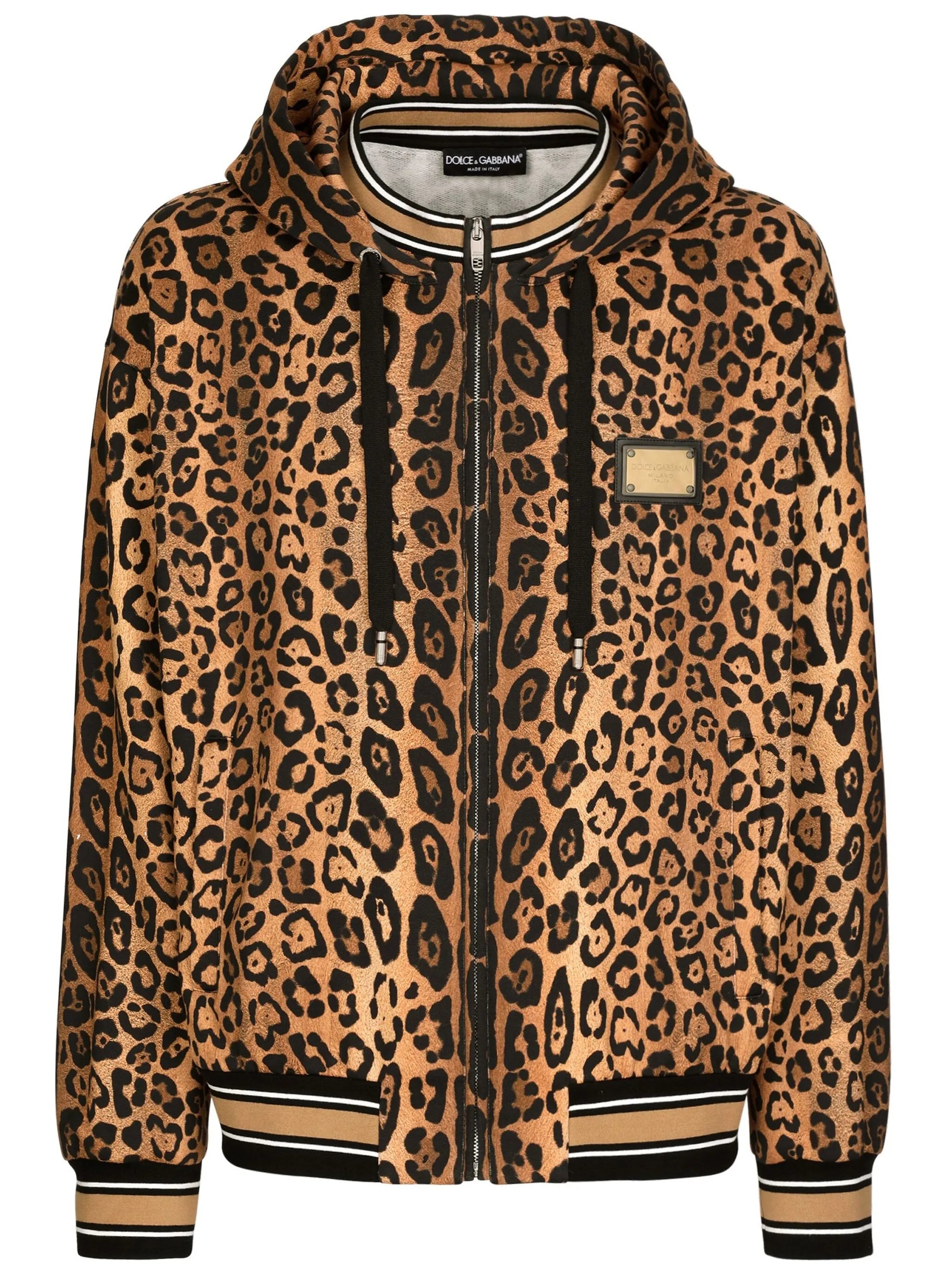 leopard-print cotton hoodie