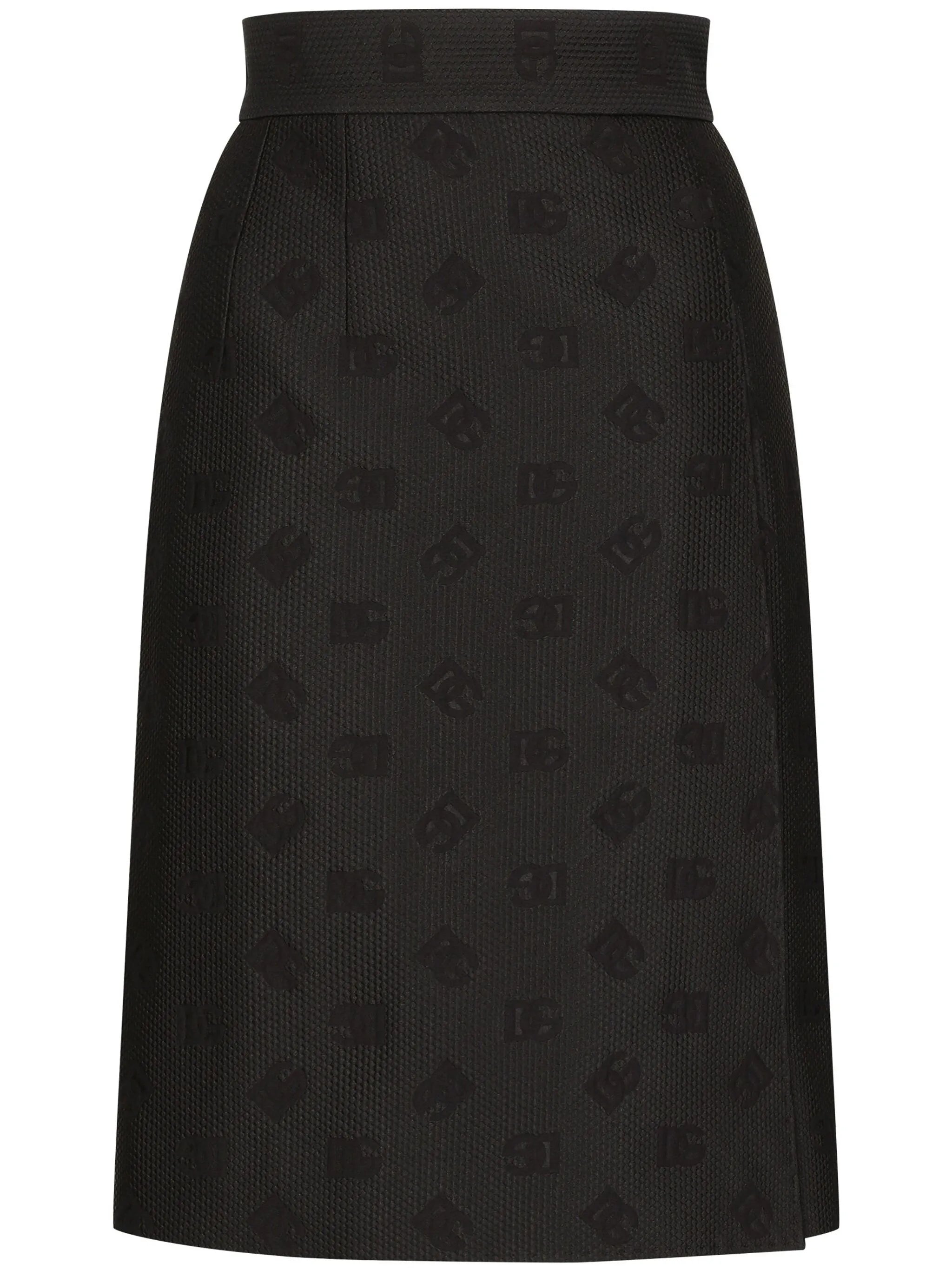 monogram-jacquard straight midi skirt
