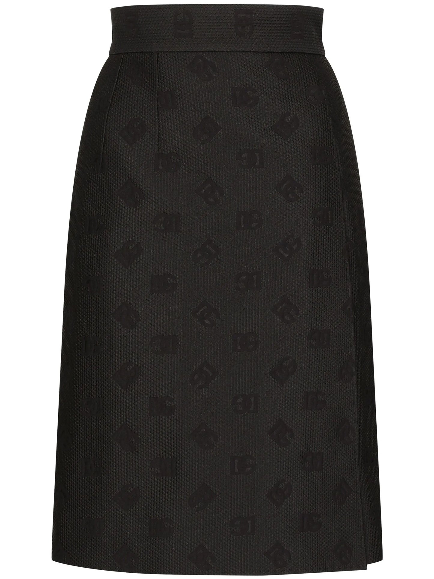 monogram-jacquard straight midi skirt
