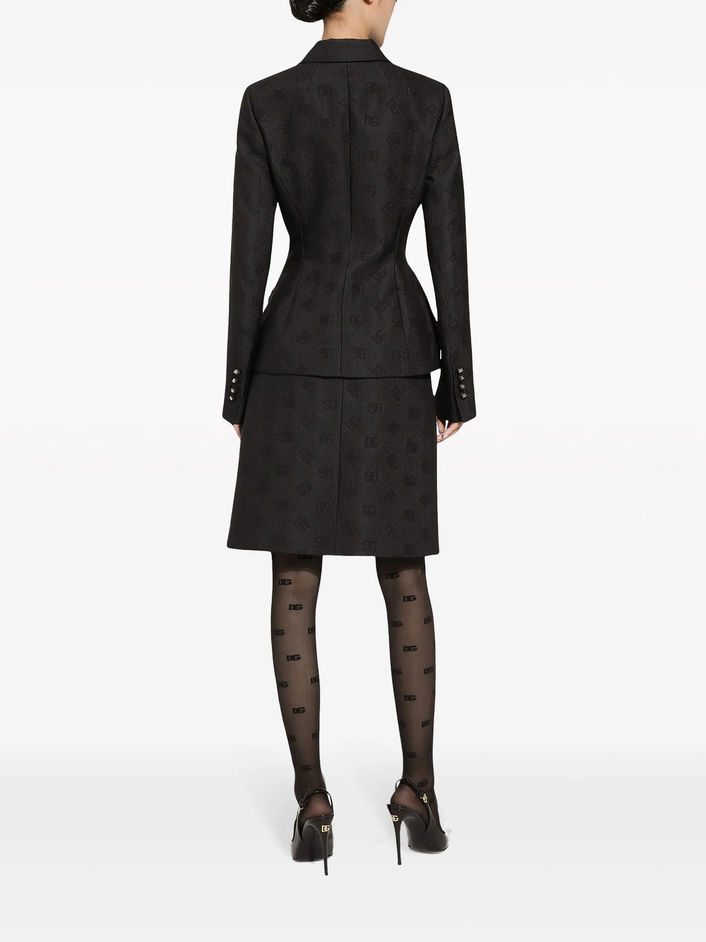 monogram-jacquard straight midi skirt