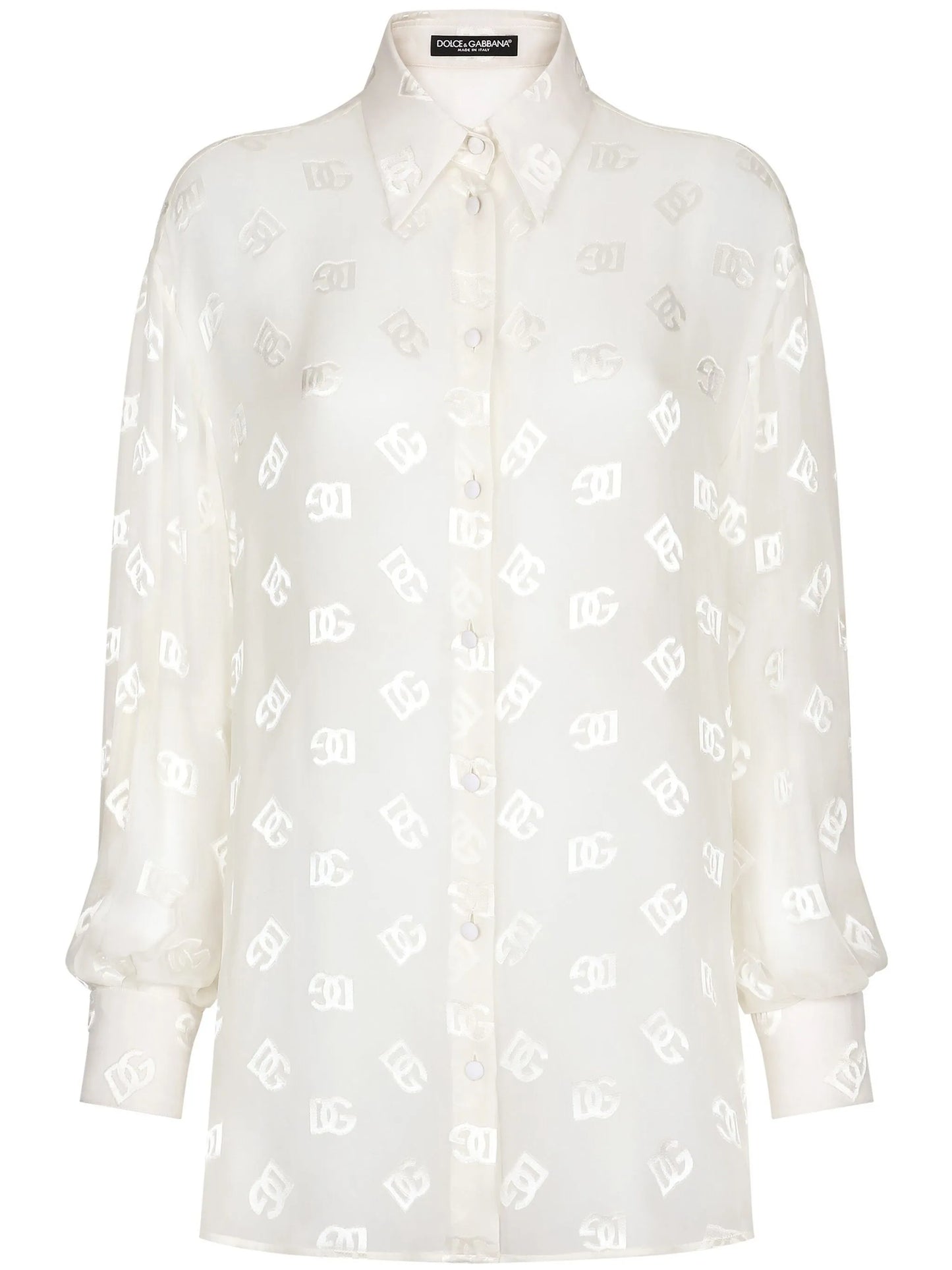 monogram-jacquard semi-sheered shirt