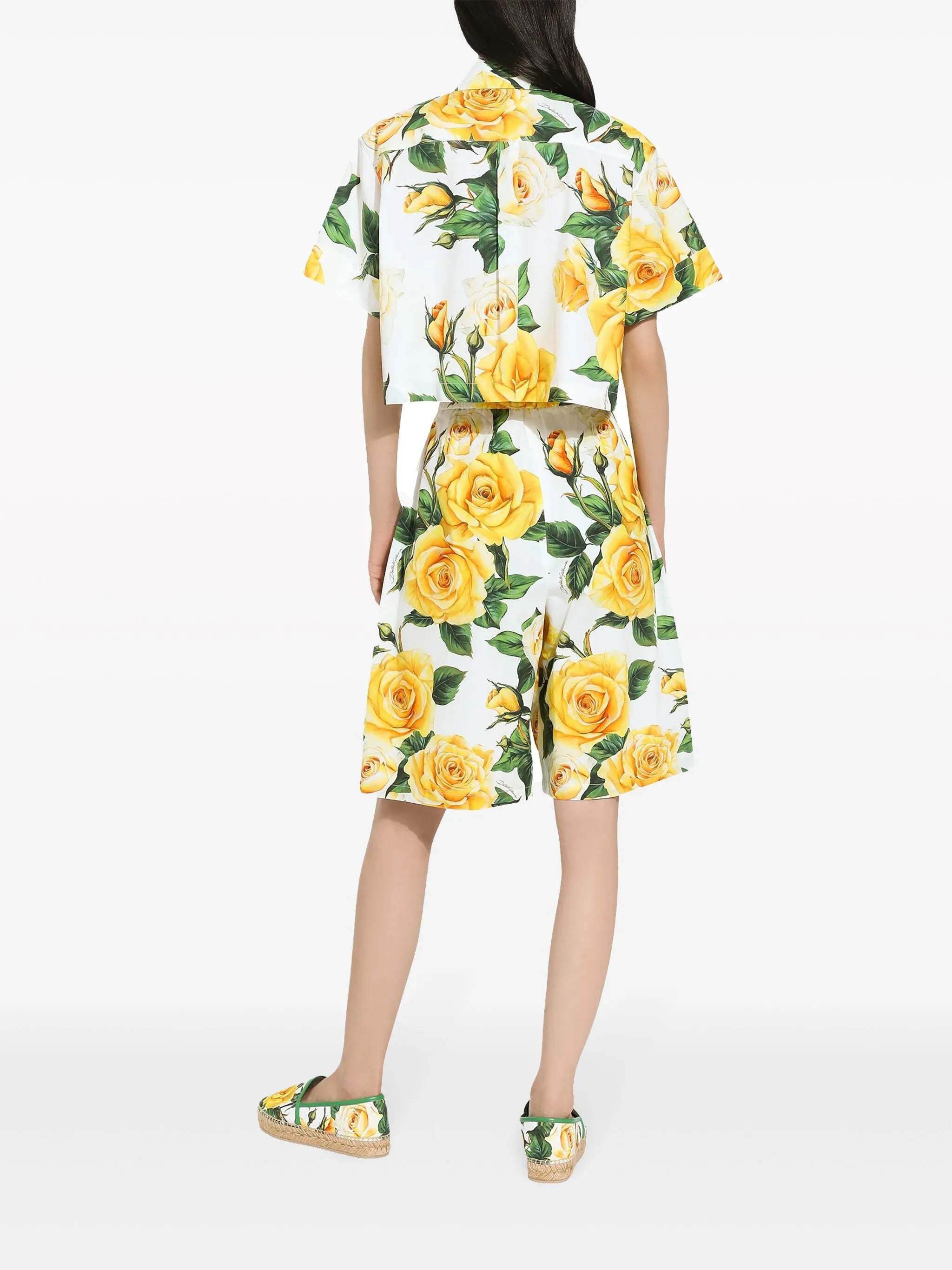 rose-print cotton shirt