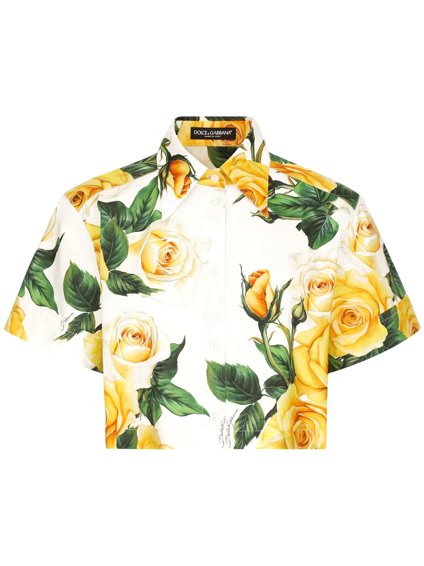 rose-print cotton shirt