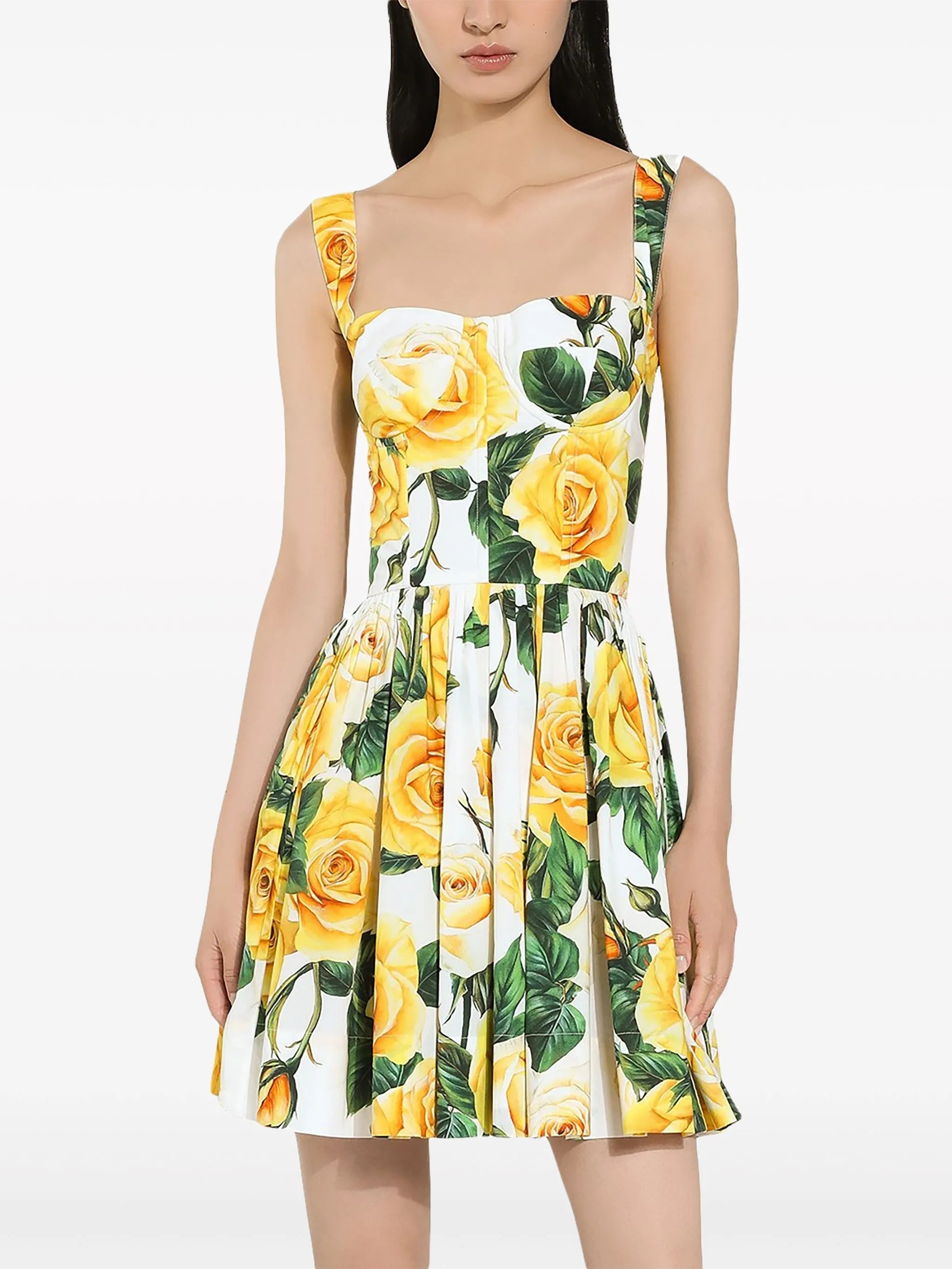 rose-print cotton minidress