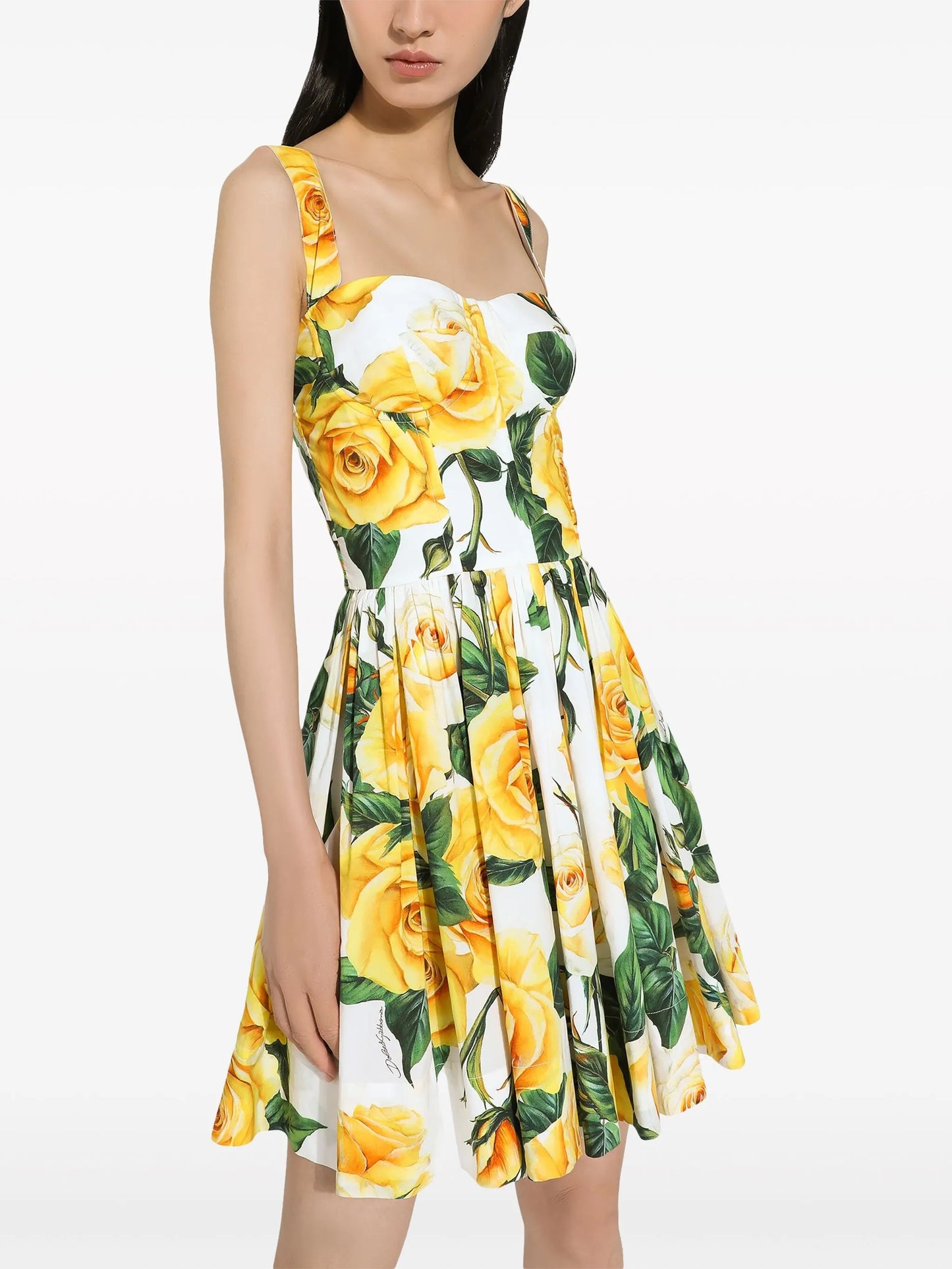 rose-print cotton minidress