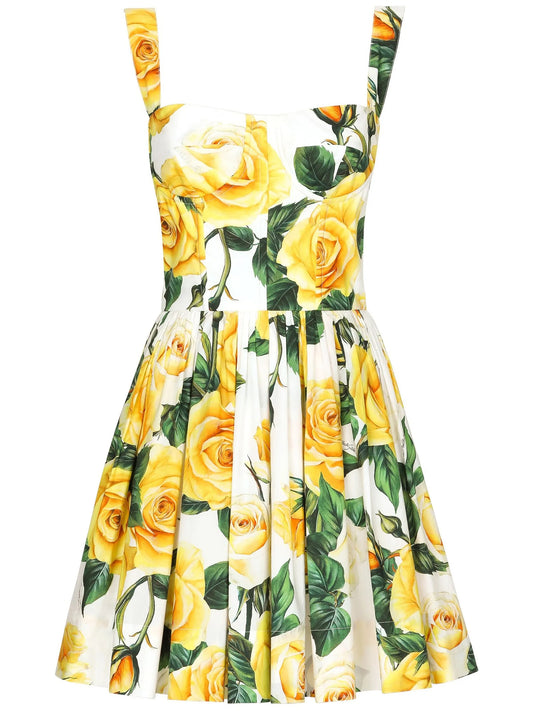 rose-print cotton minidress