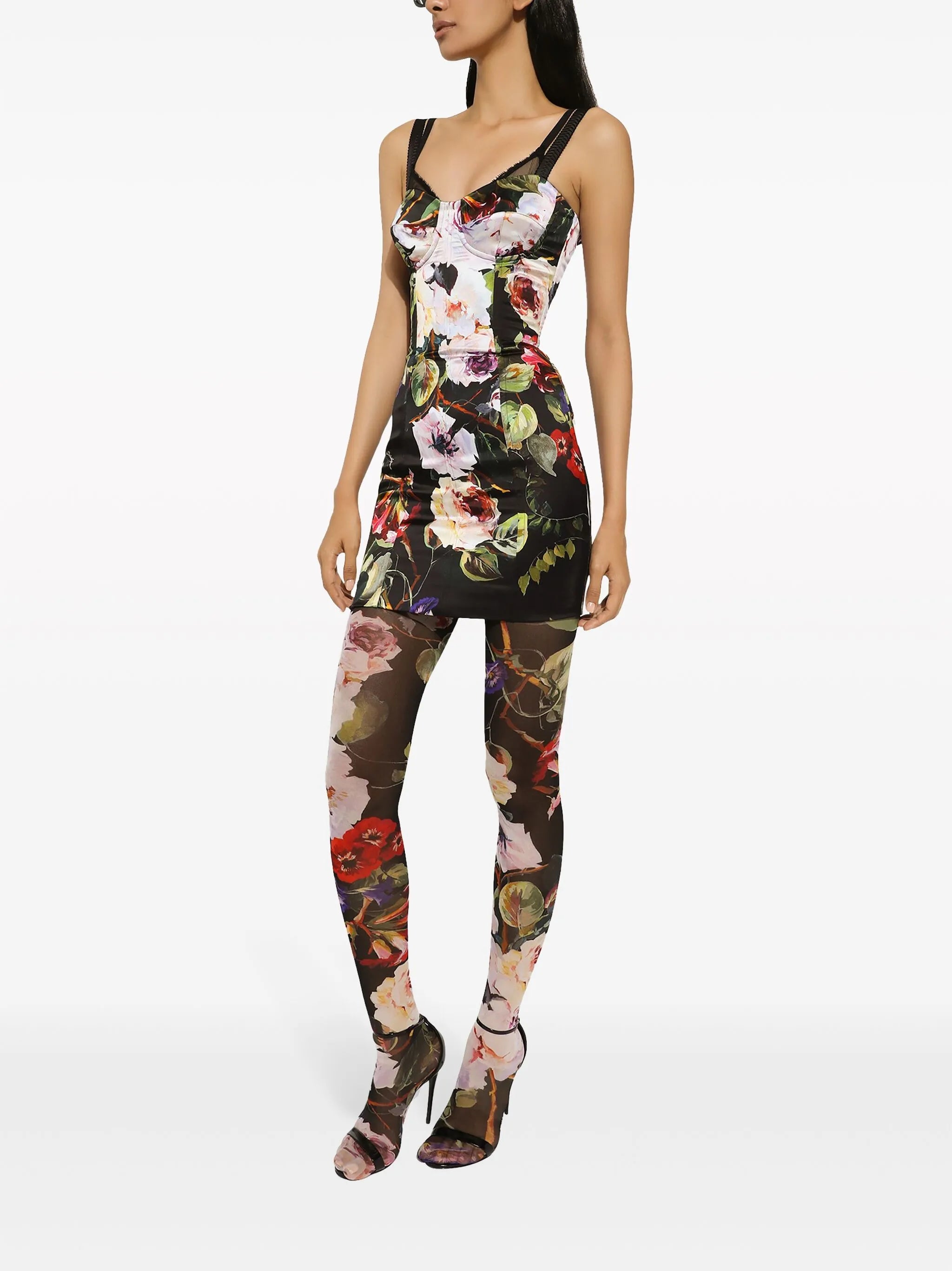 floral-print corset dress