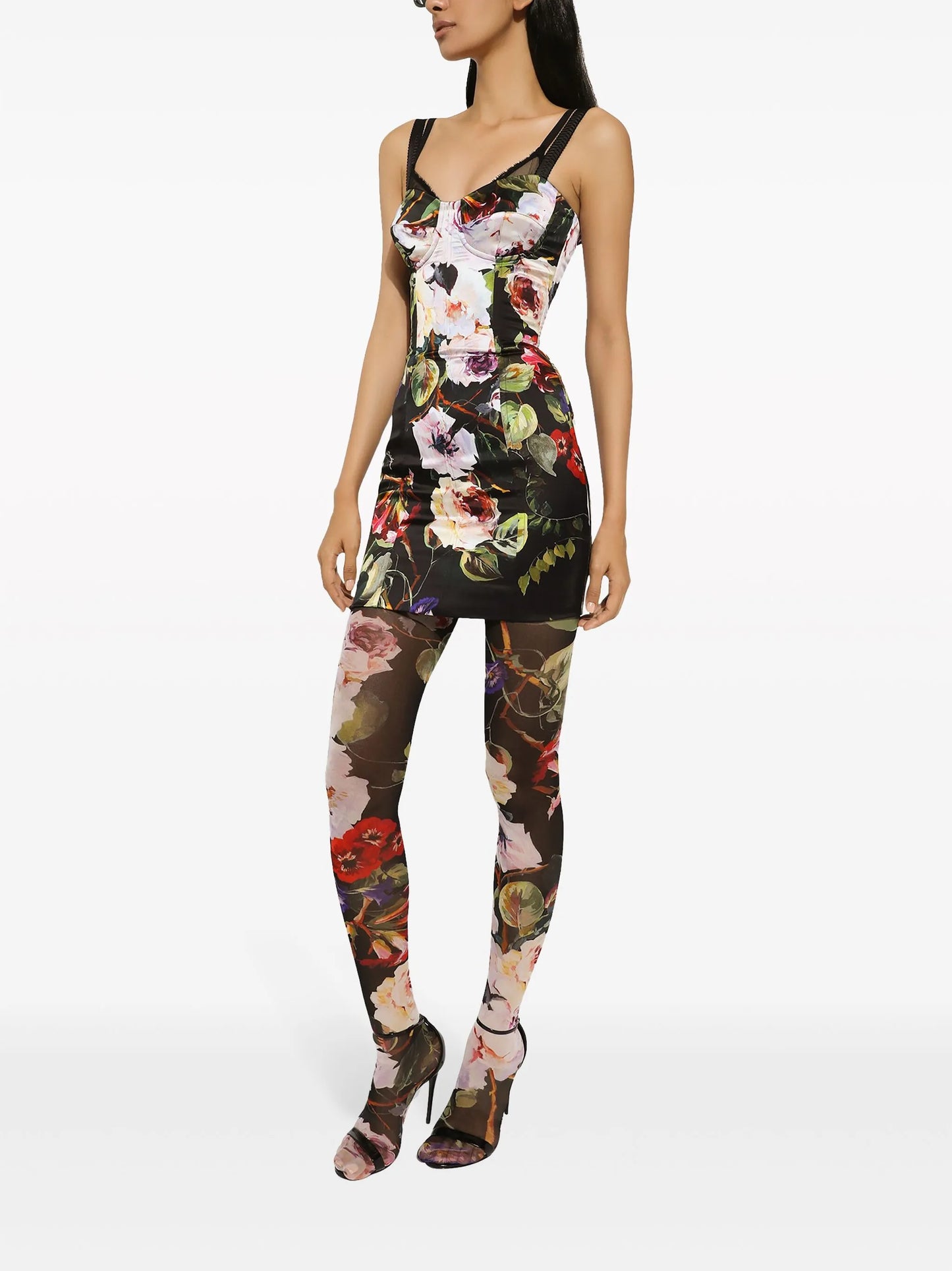 floral-print corset dress