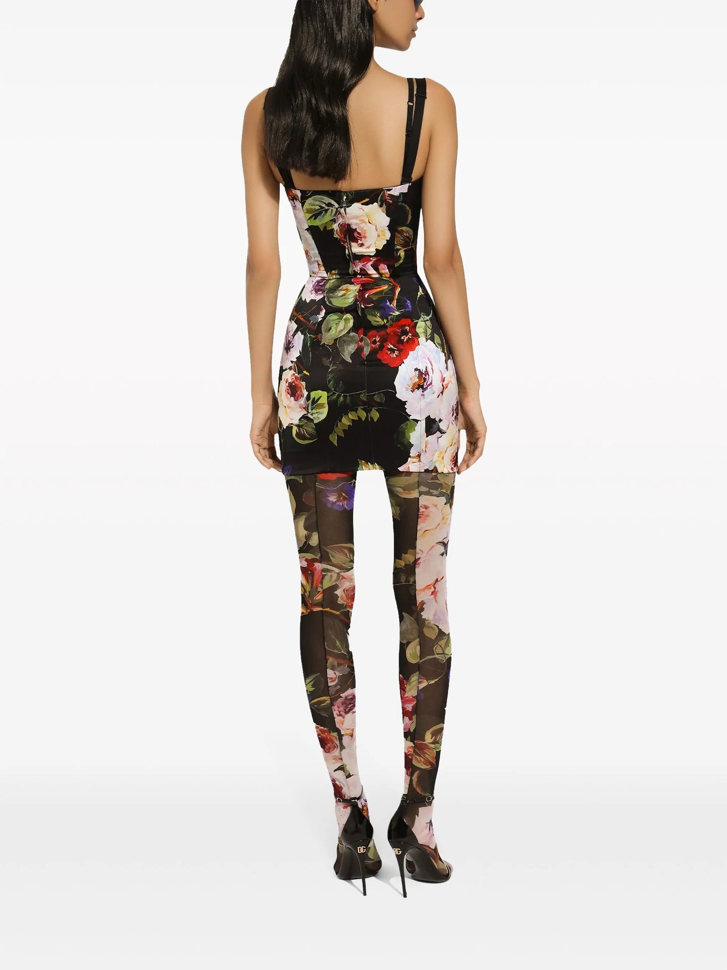 floral-print corset dress