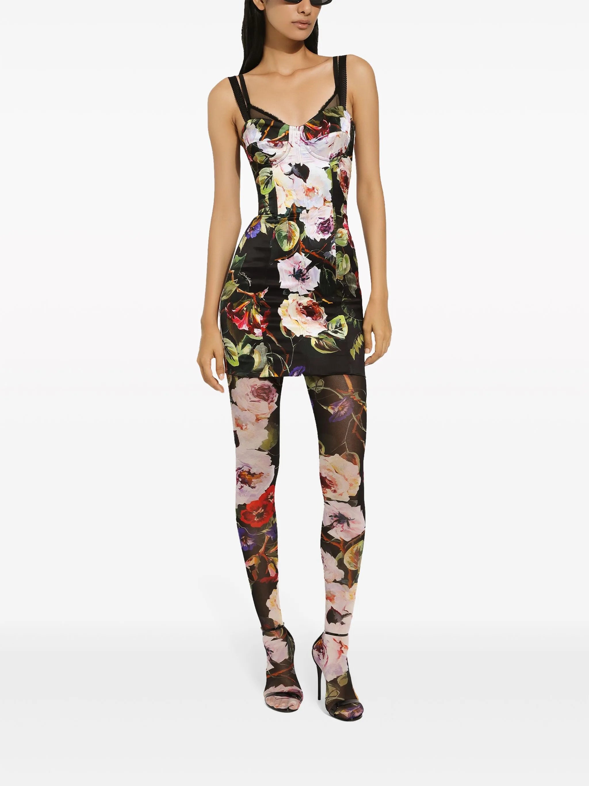 floral-print corset dress