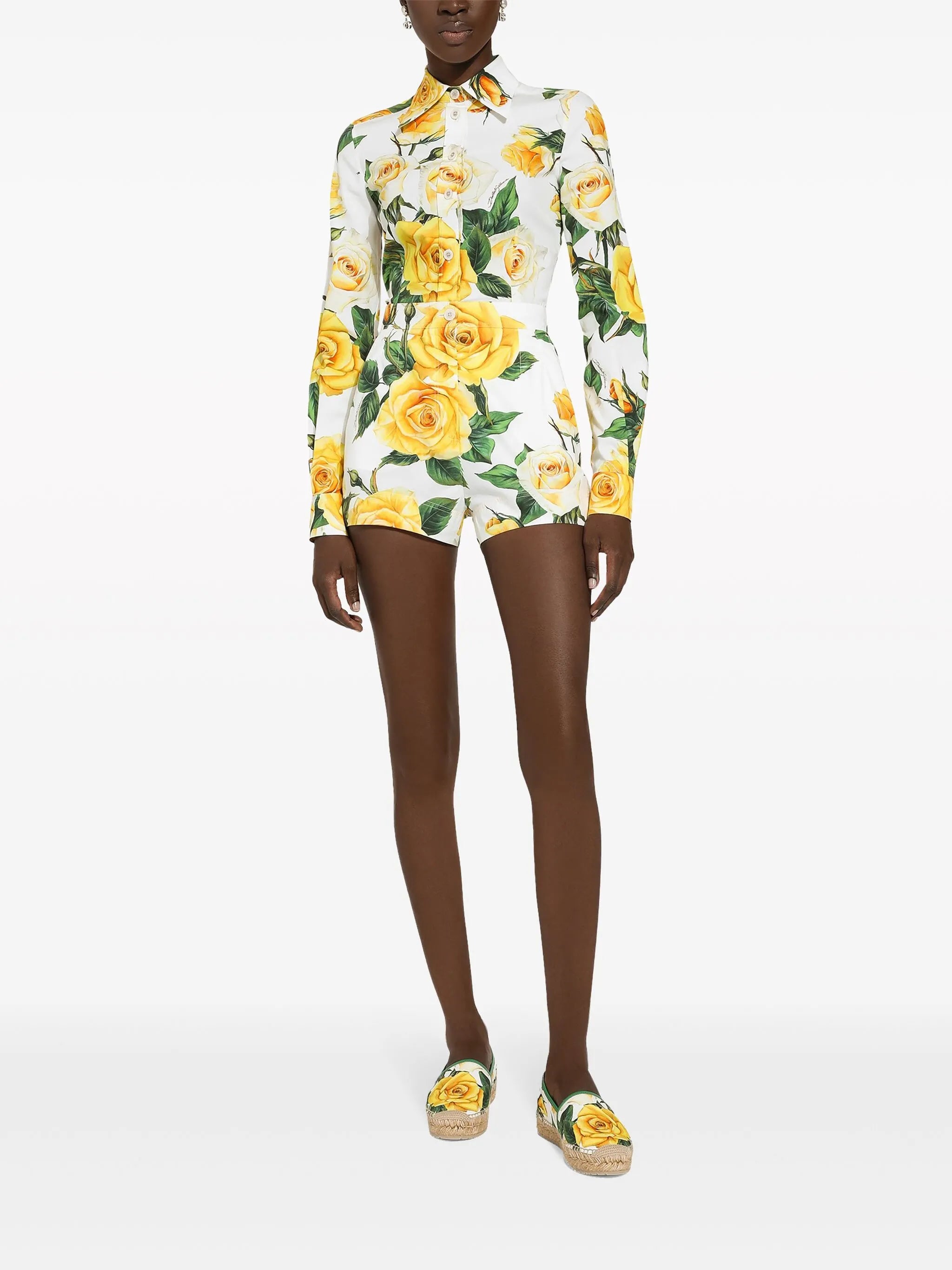 Yellow Rose cotton shorts