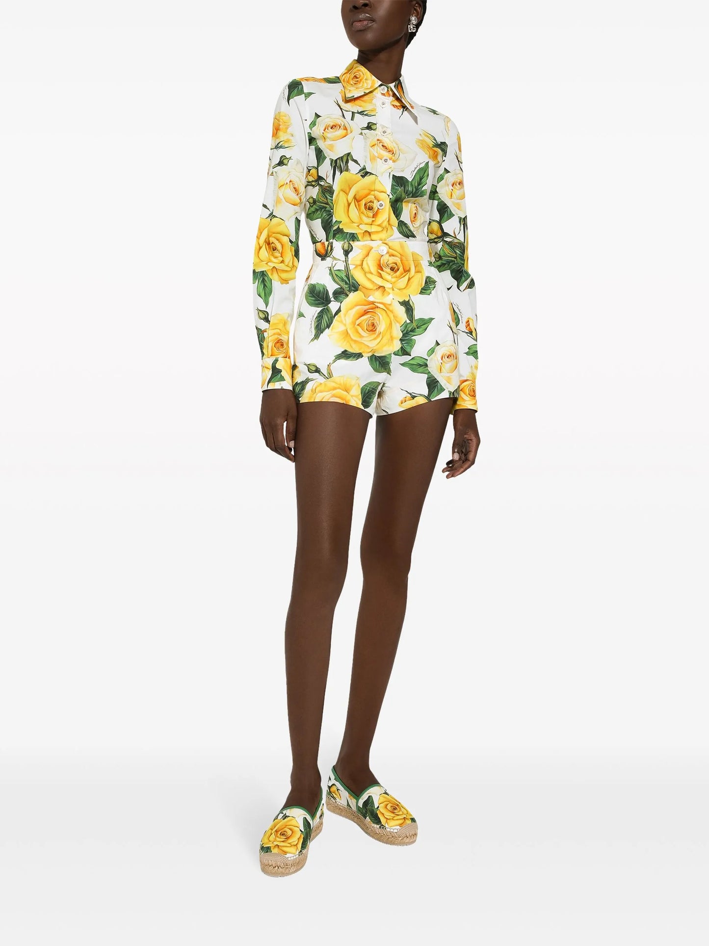 Yellow Rose cotton shorts