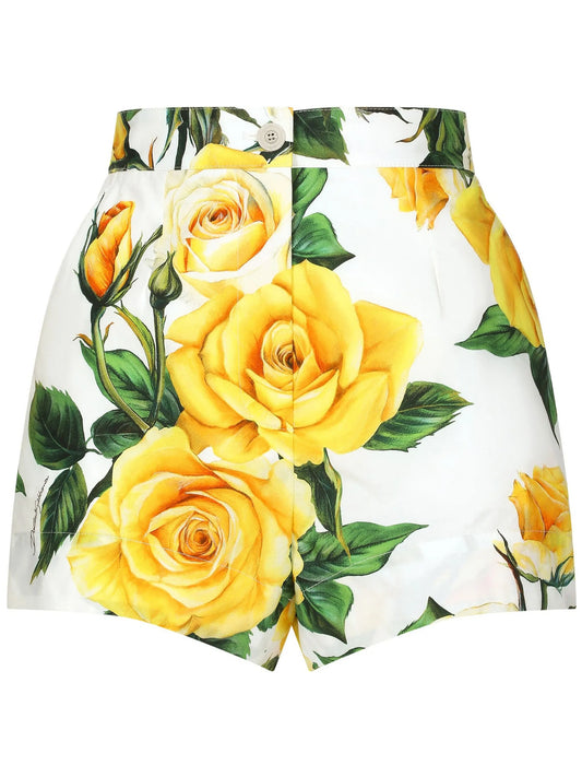 Yellow Rose cotton shorts