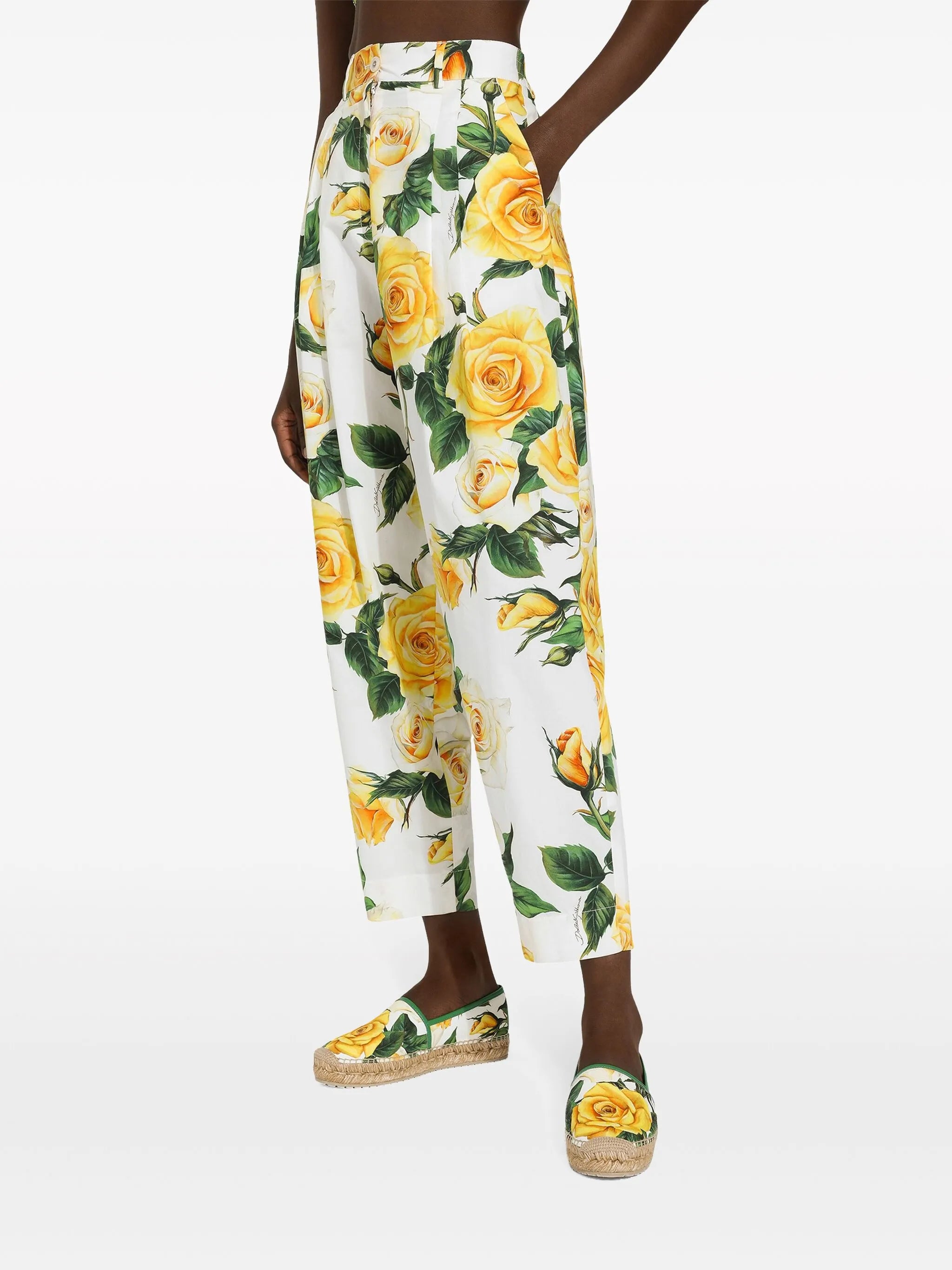floral-print tapered trousers