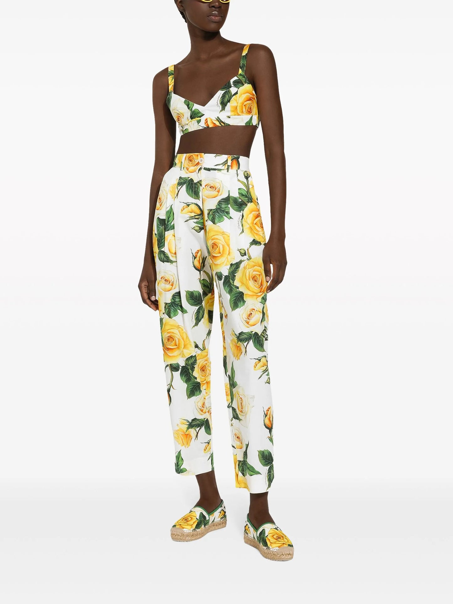 floral-print tapered trousers