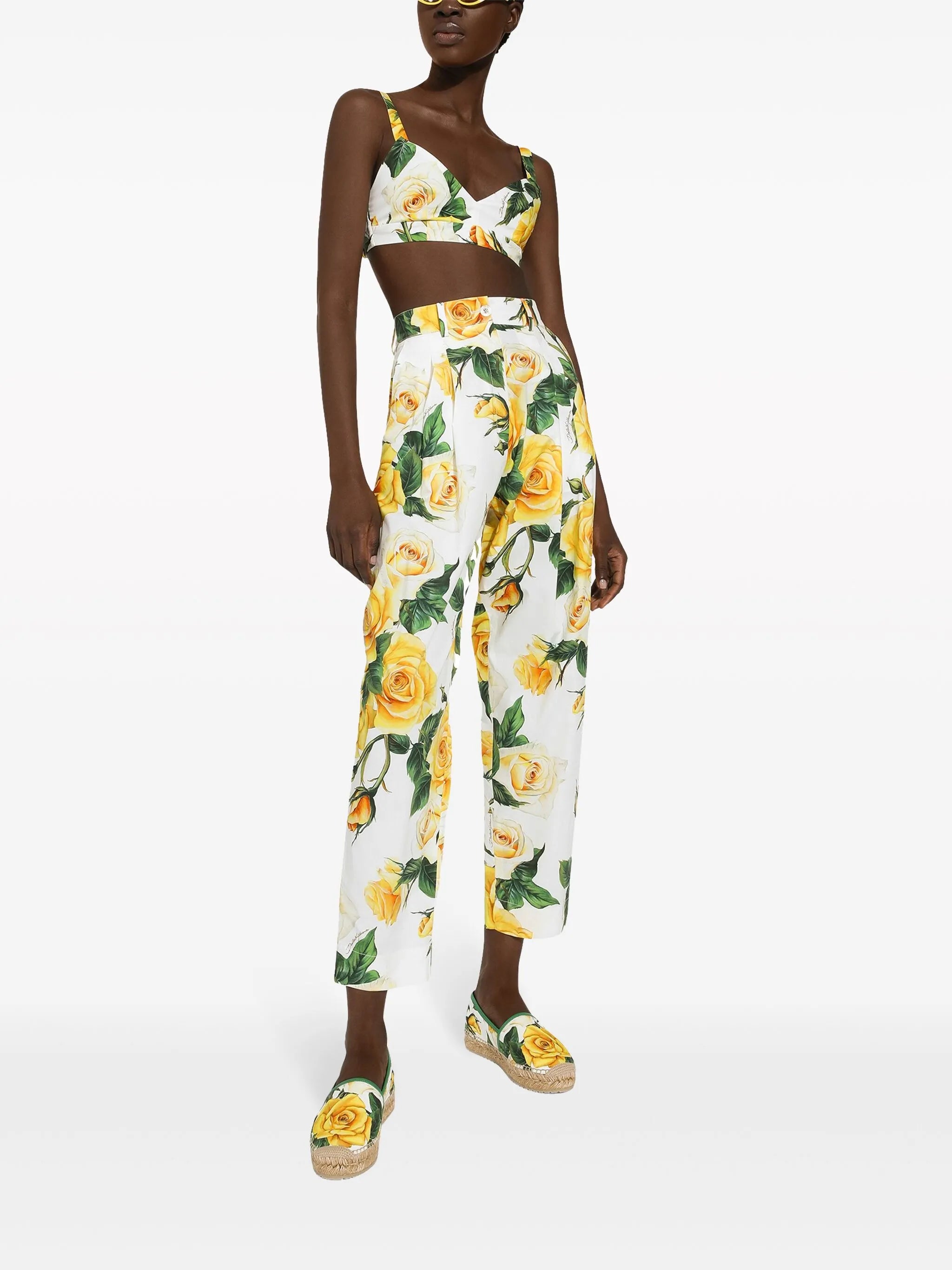 floral-print tapered trousers