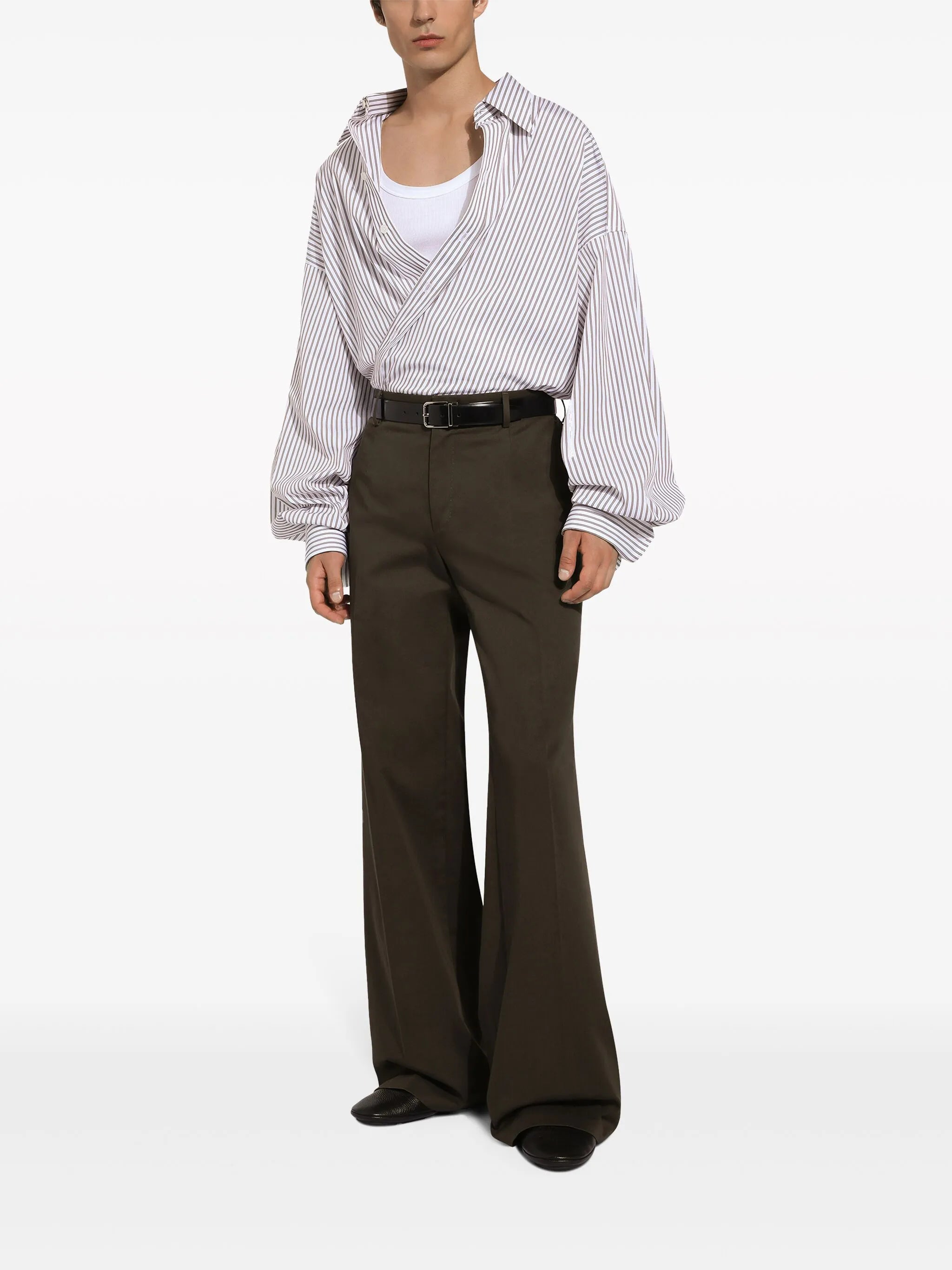 oversized striped cotton-poplin shirt