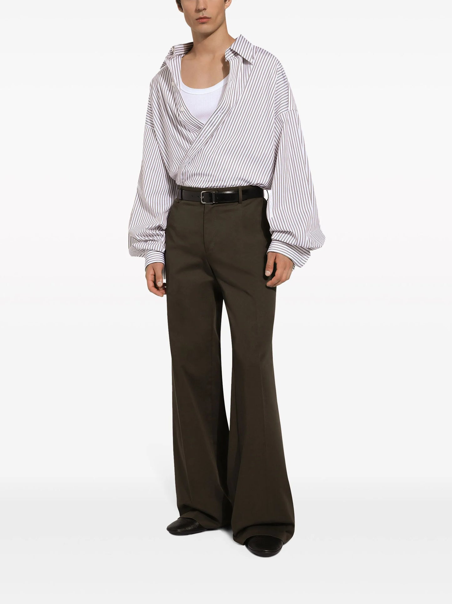 oversized striped cotton-poplin shirt