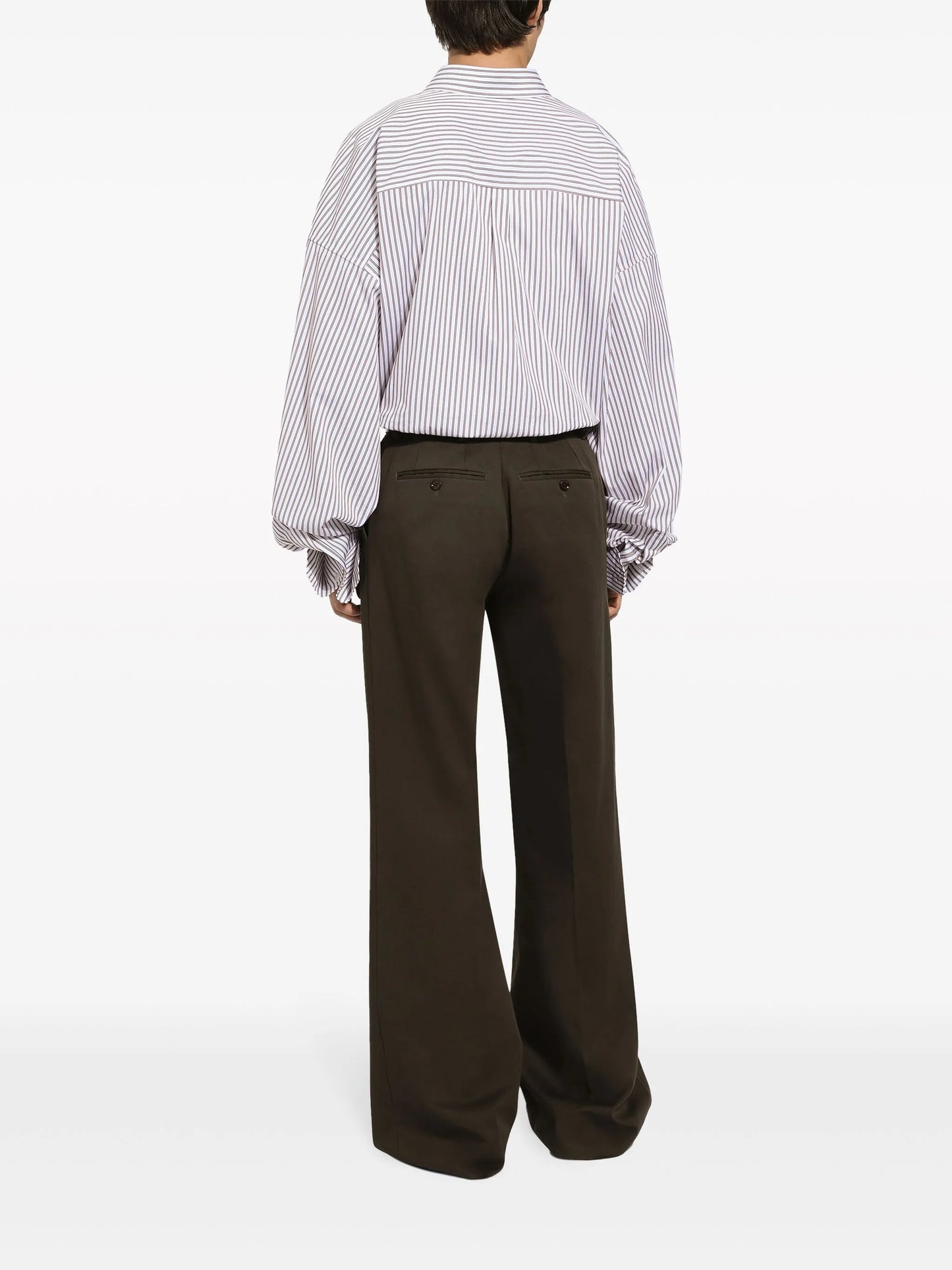 oversized striped cotton-poplin shirt