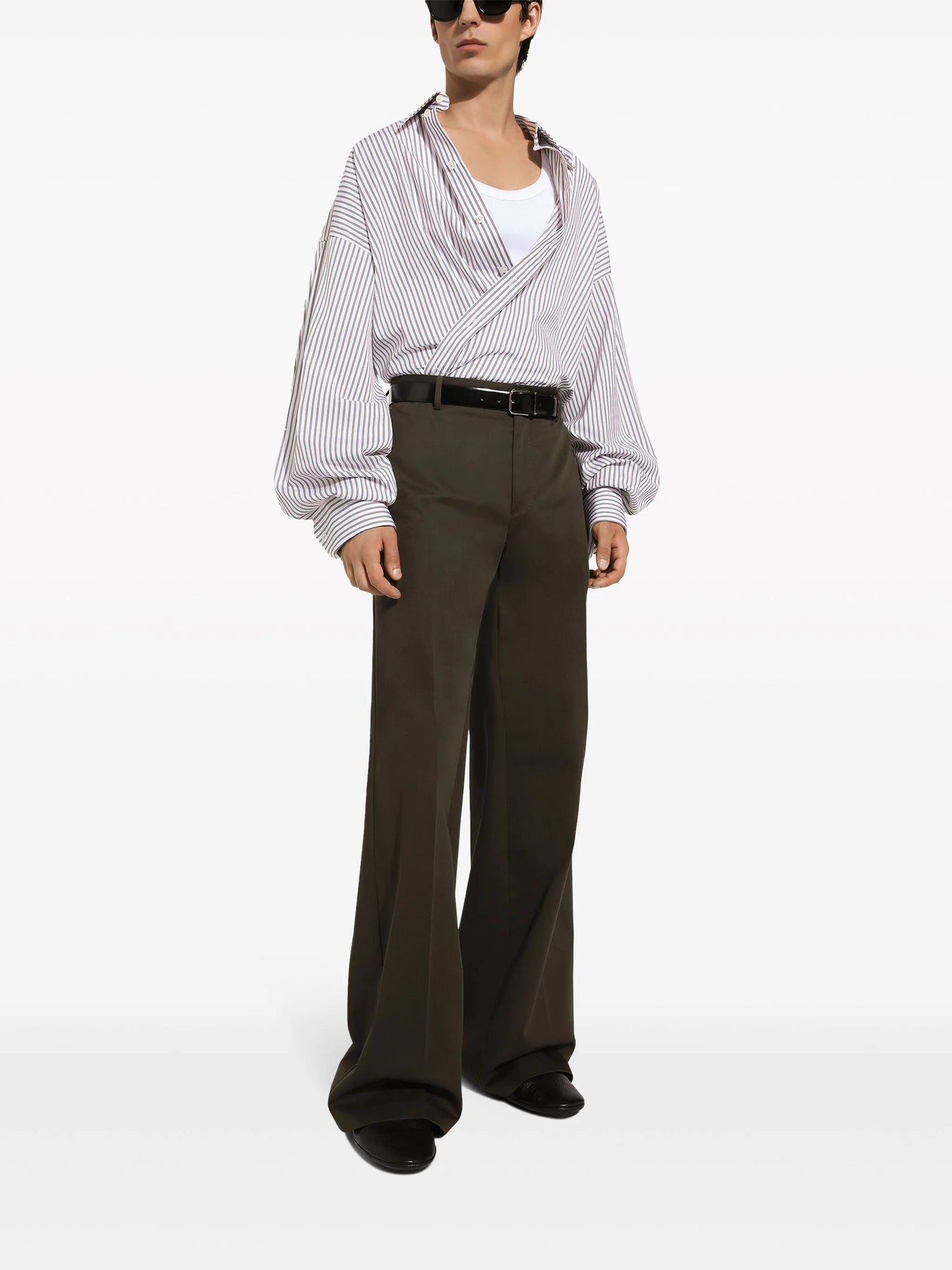 oversized striped cotton-poplin shirt