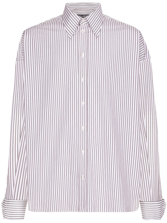oversized striped cotton-poplin shirt