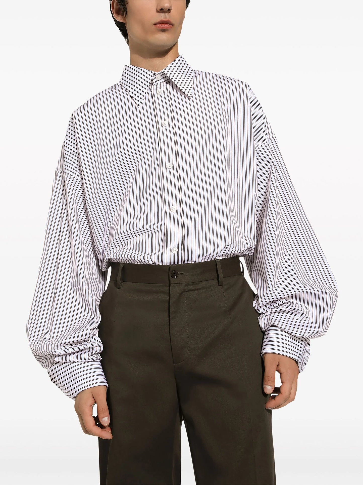 oversized striped cotton-poplin shirt