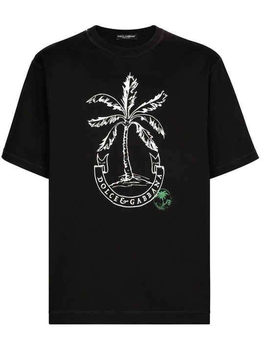 palm-logo print cotton T-shirt