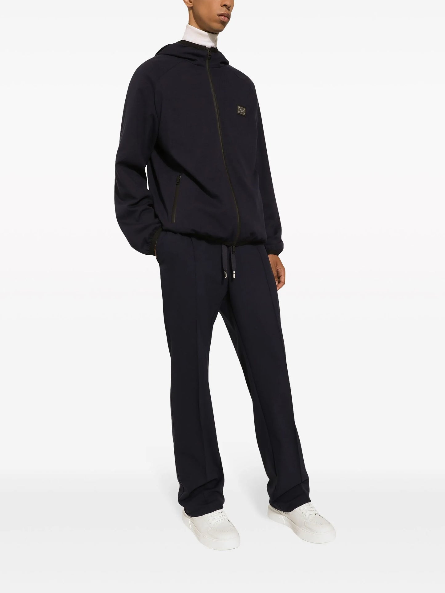 logo-plaque hooded jacket