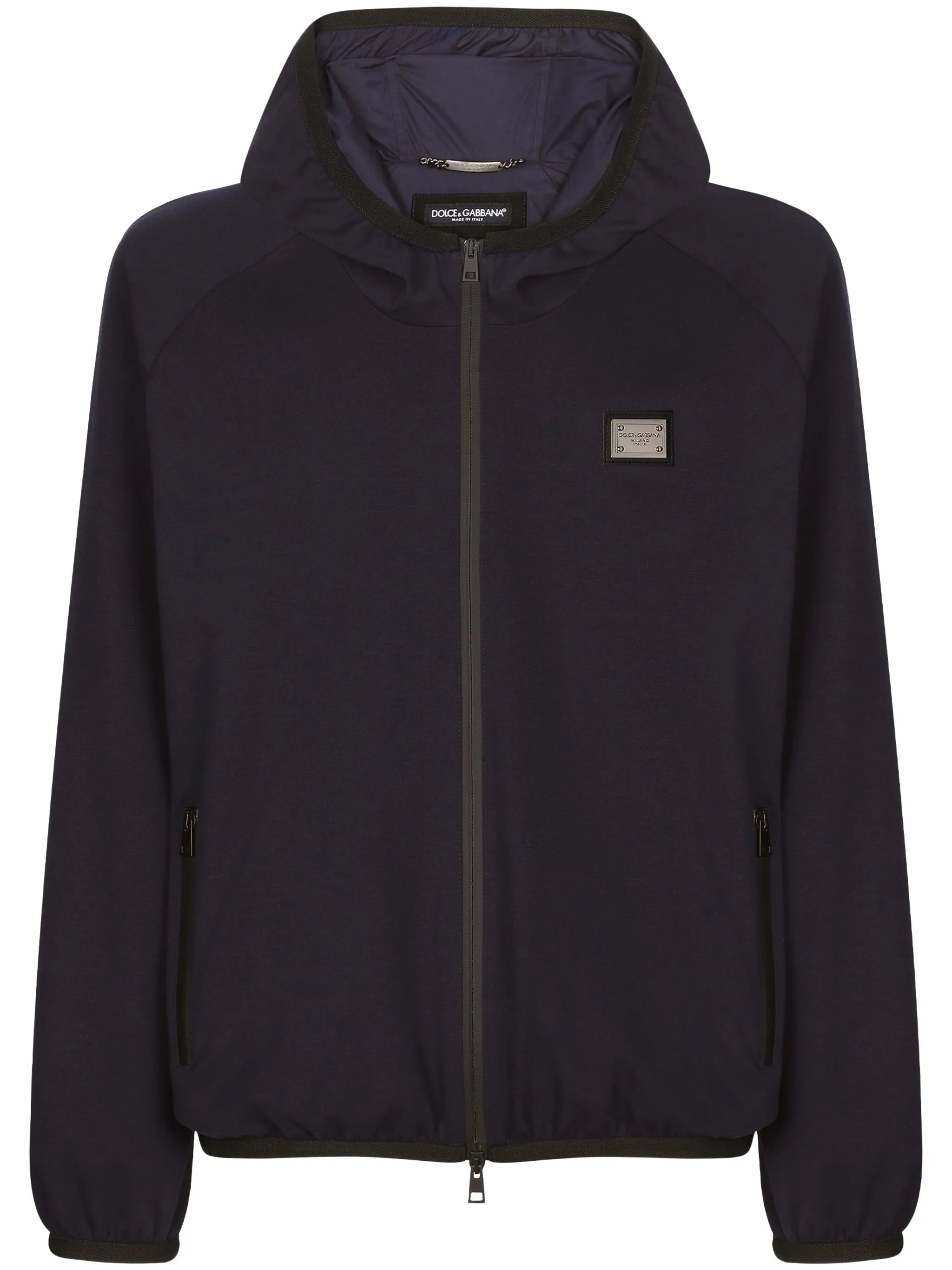 logo-plaque hooded jacket