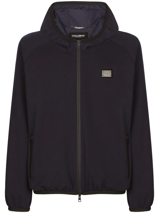 logo-plaque hooded jacket