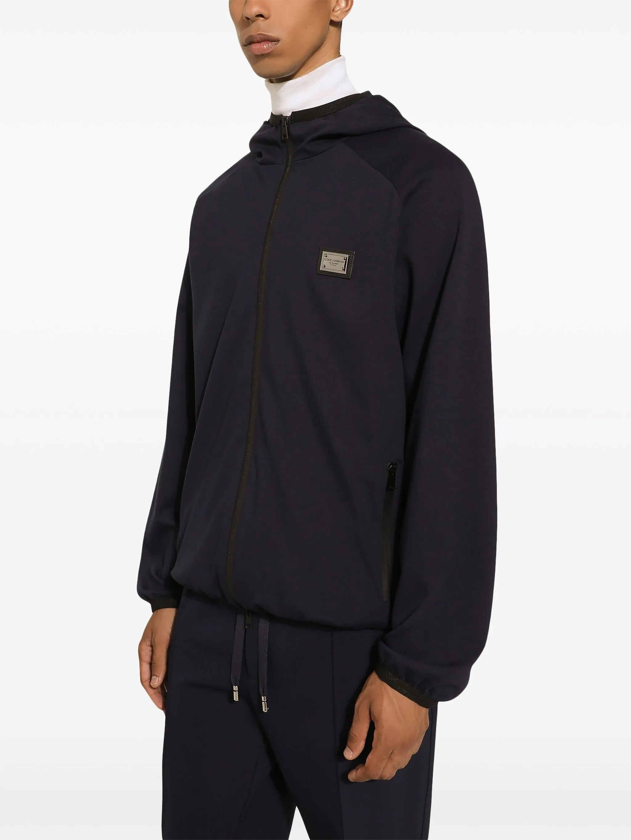 logo-plaque hooded jacket