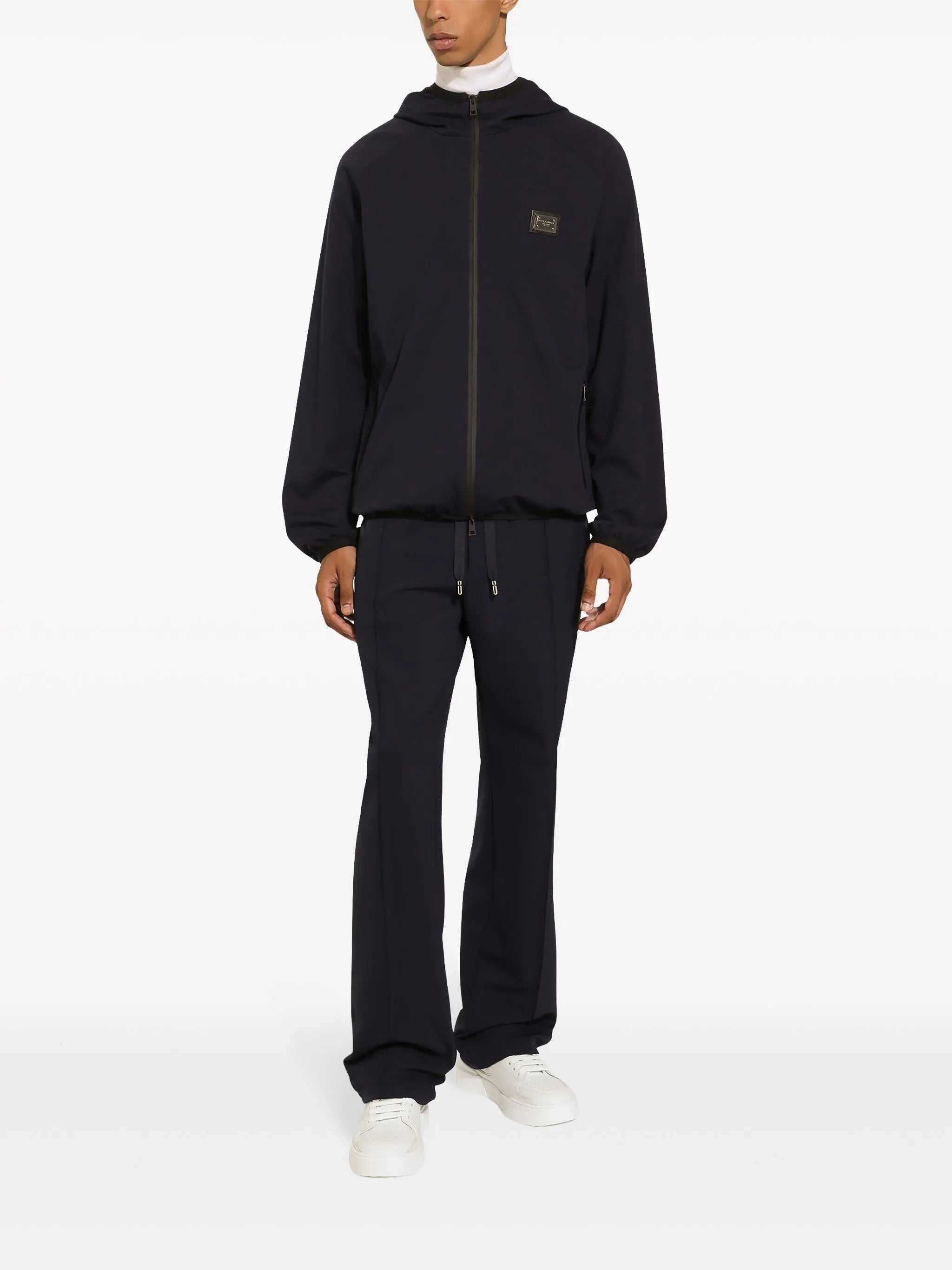 logo-plaque hooded jacket