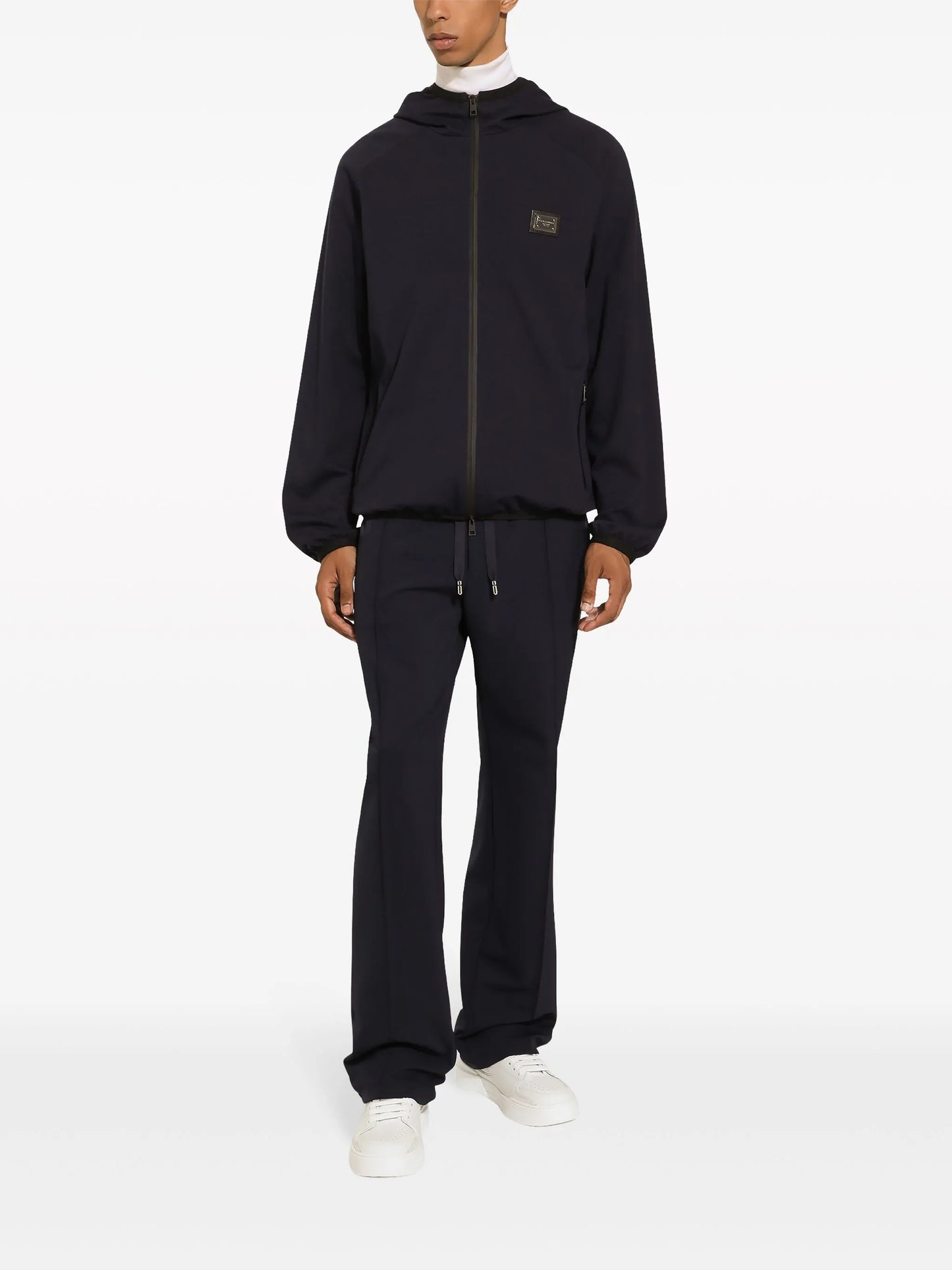 logo-plaque hooded jacket