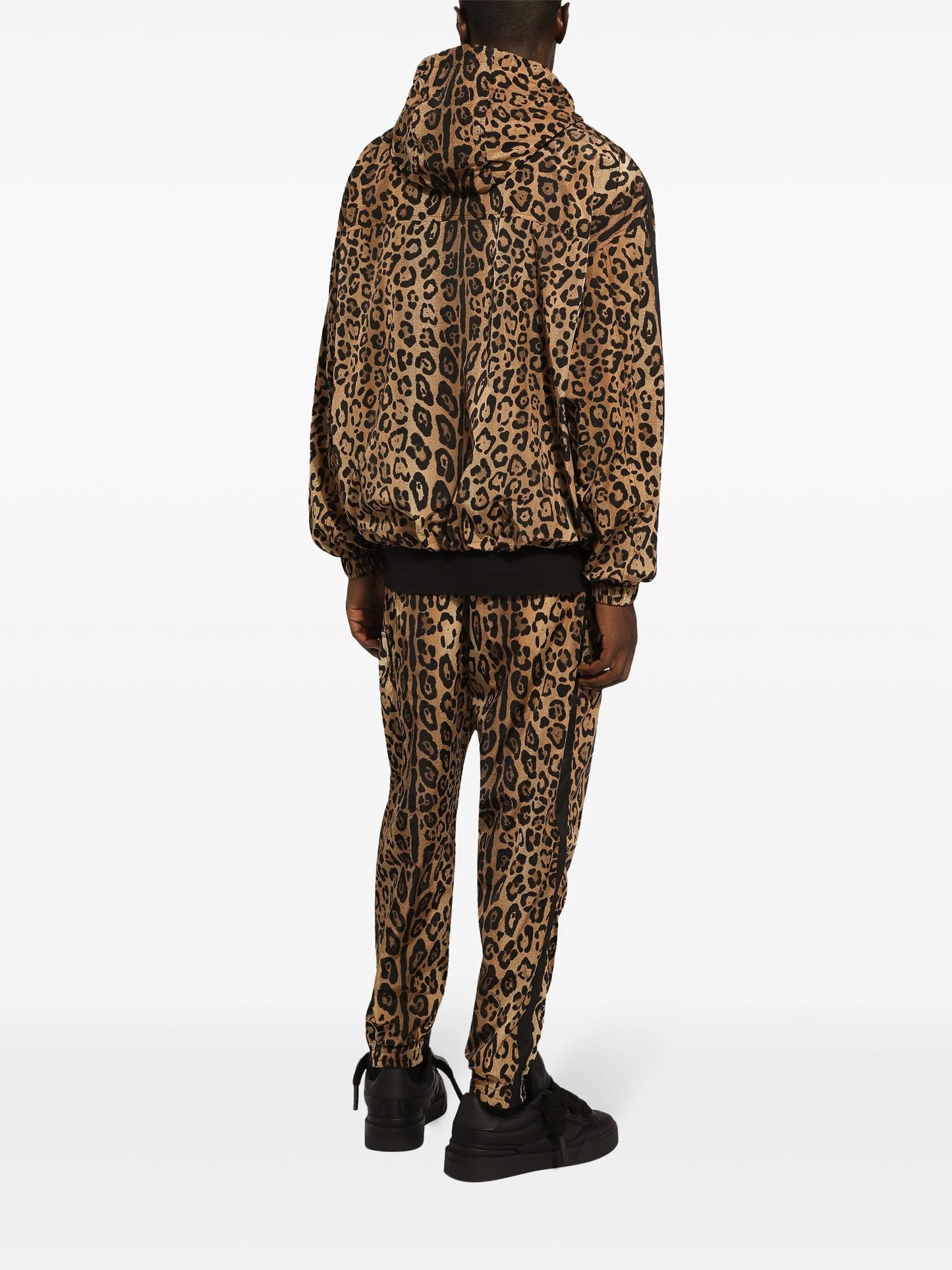 leopard-print track pants