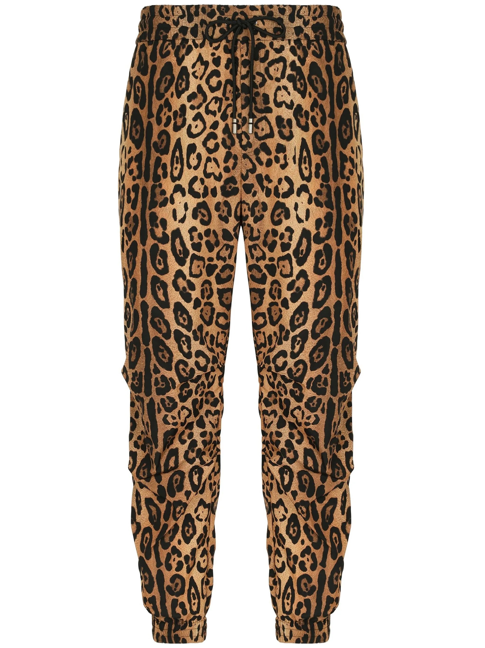 leopard-print track pants