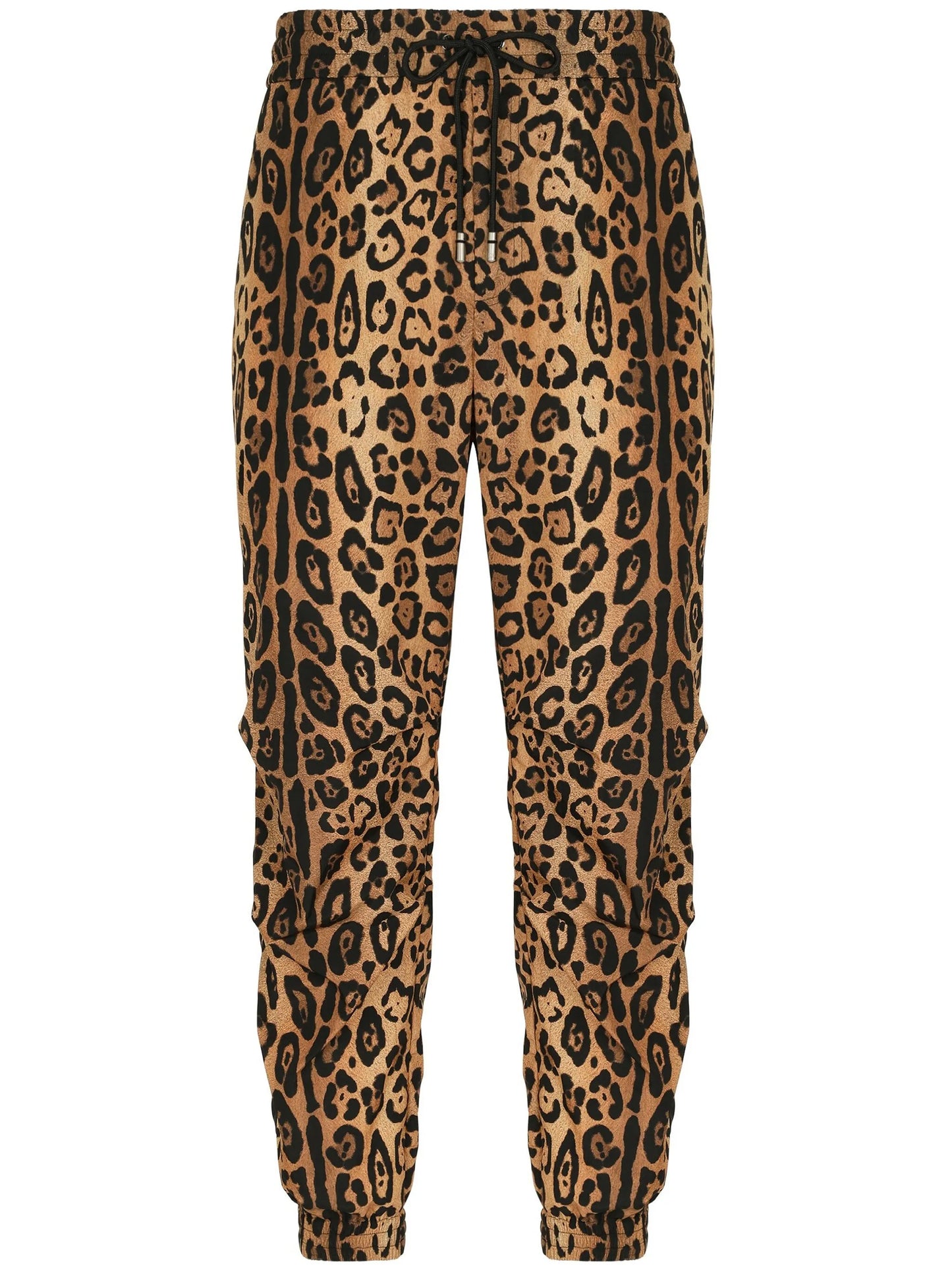 leopard-print track pants