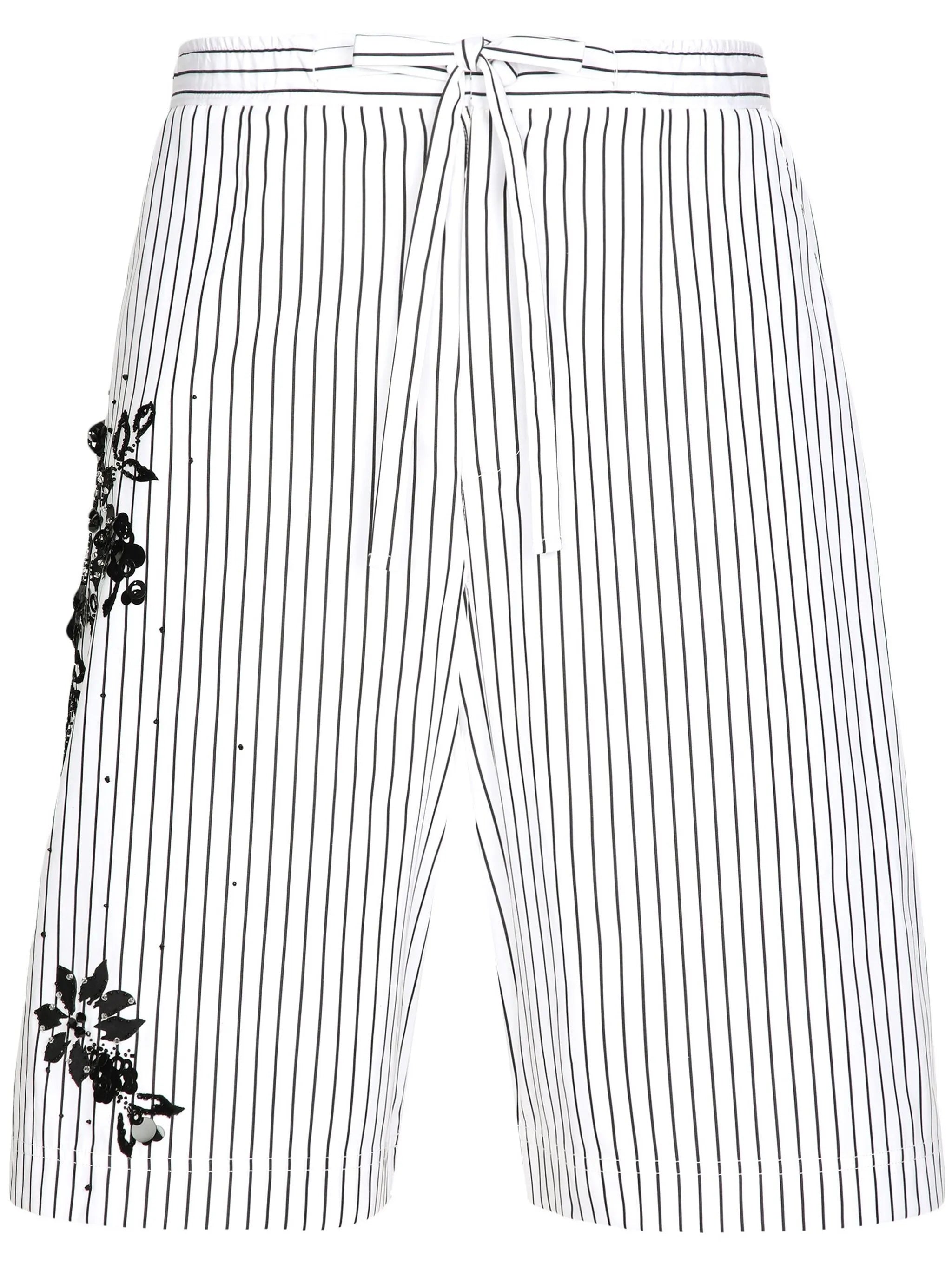 floral-detail striped bermuda shorts