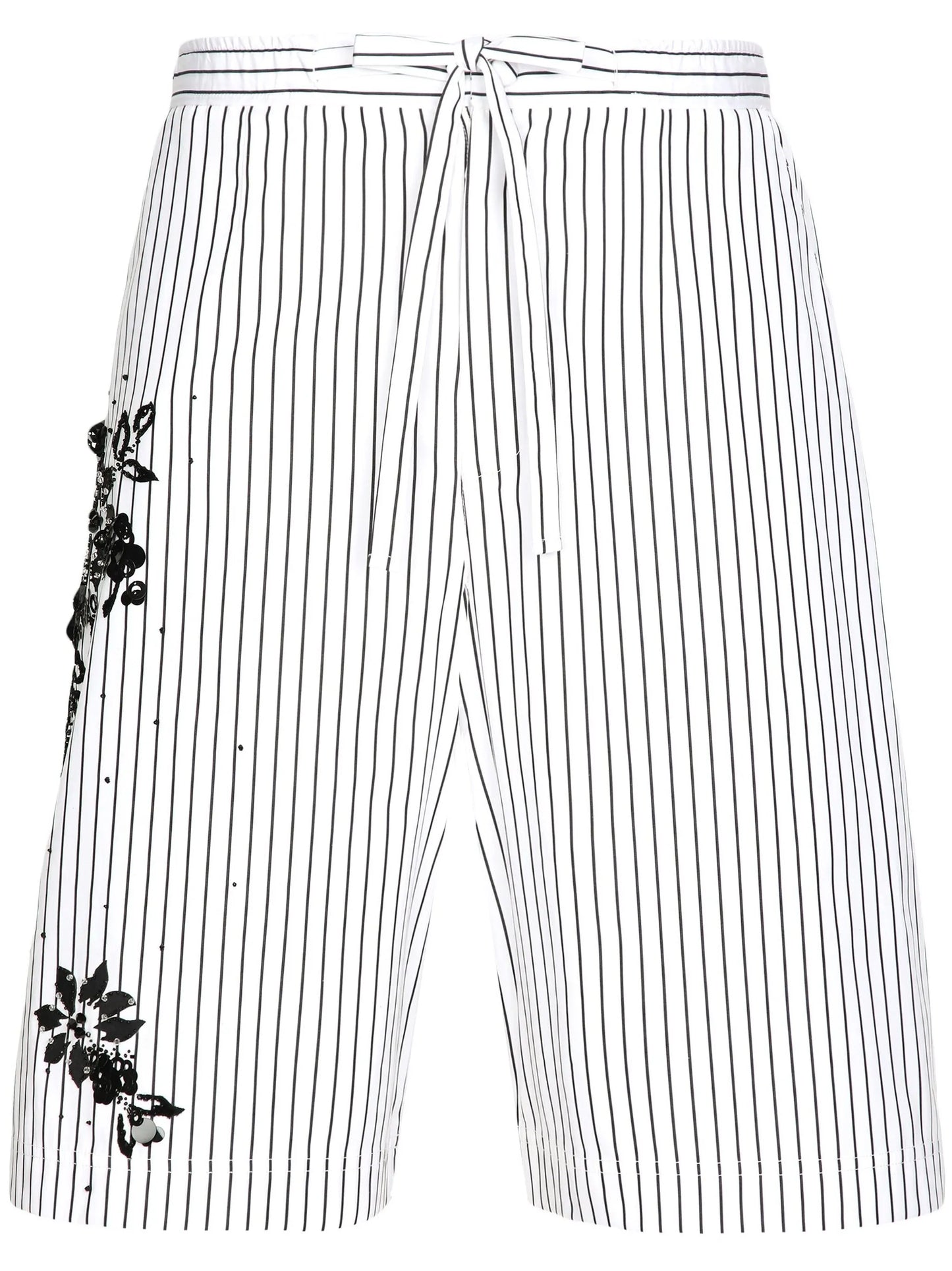 floral-detail striped bermuda shorts