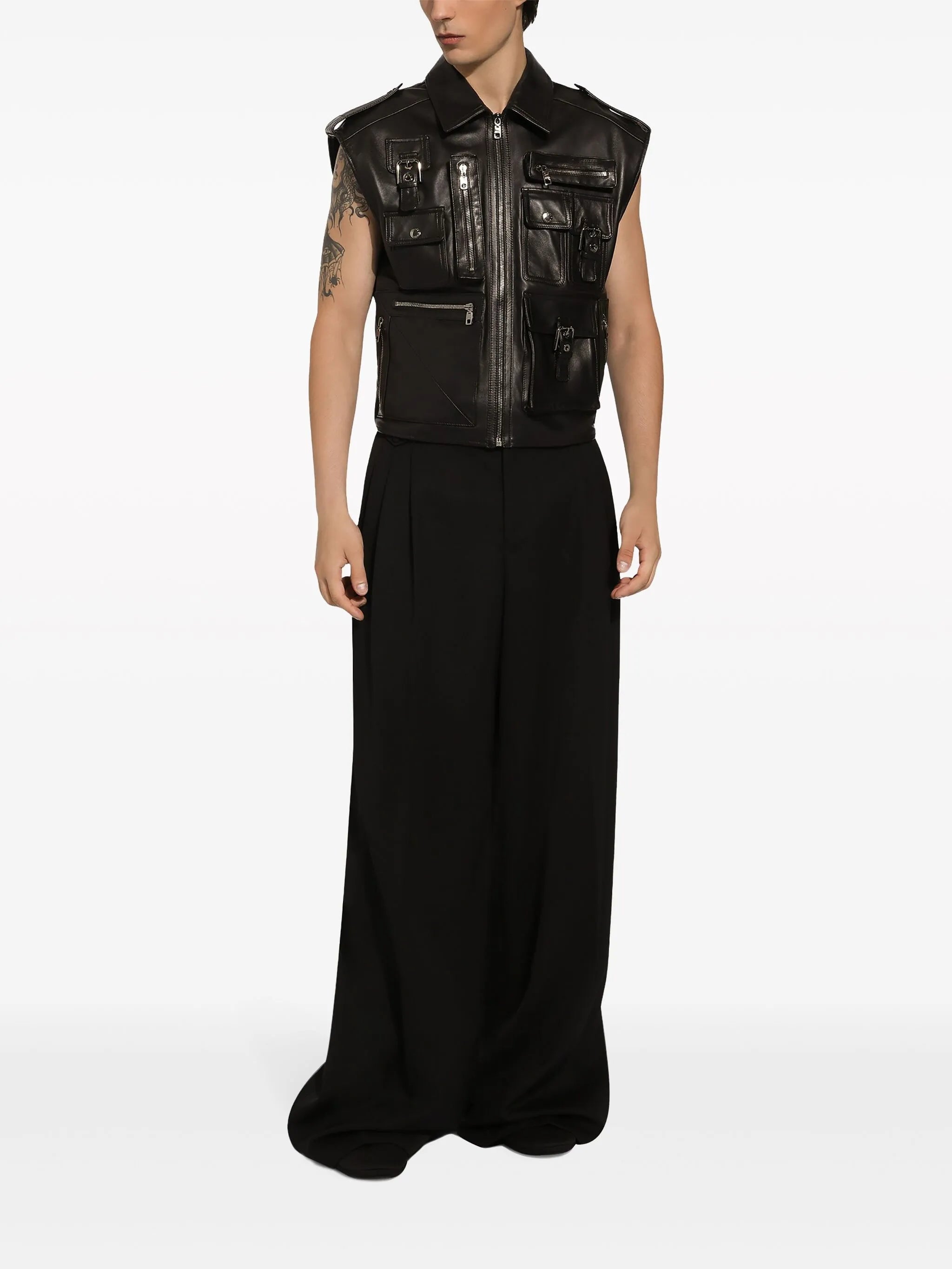 wide-leg virgin-wool trousers