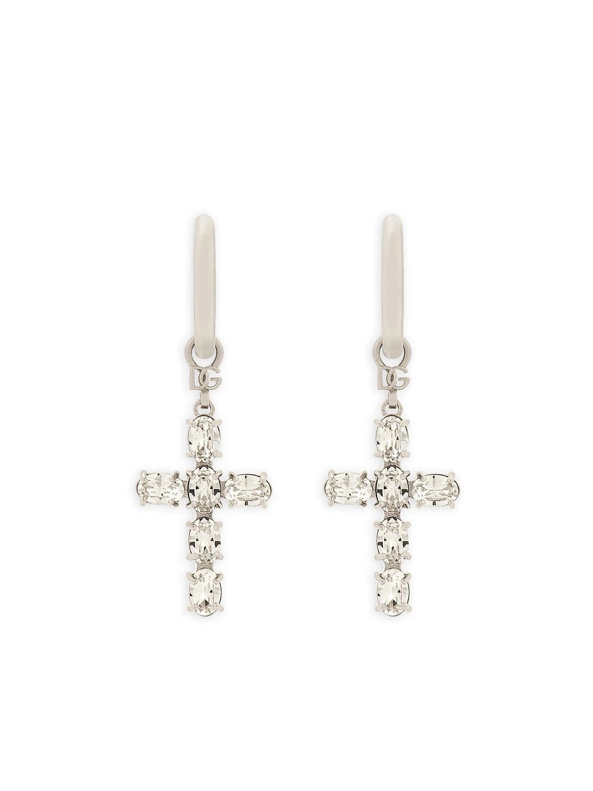 cross-charm hoop earrings