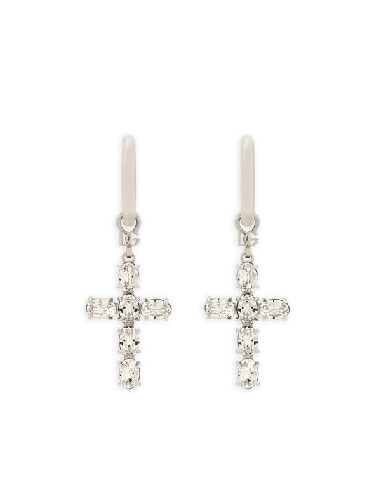 cross-charm hoop earrings