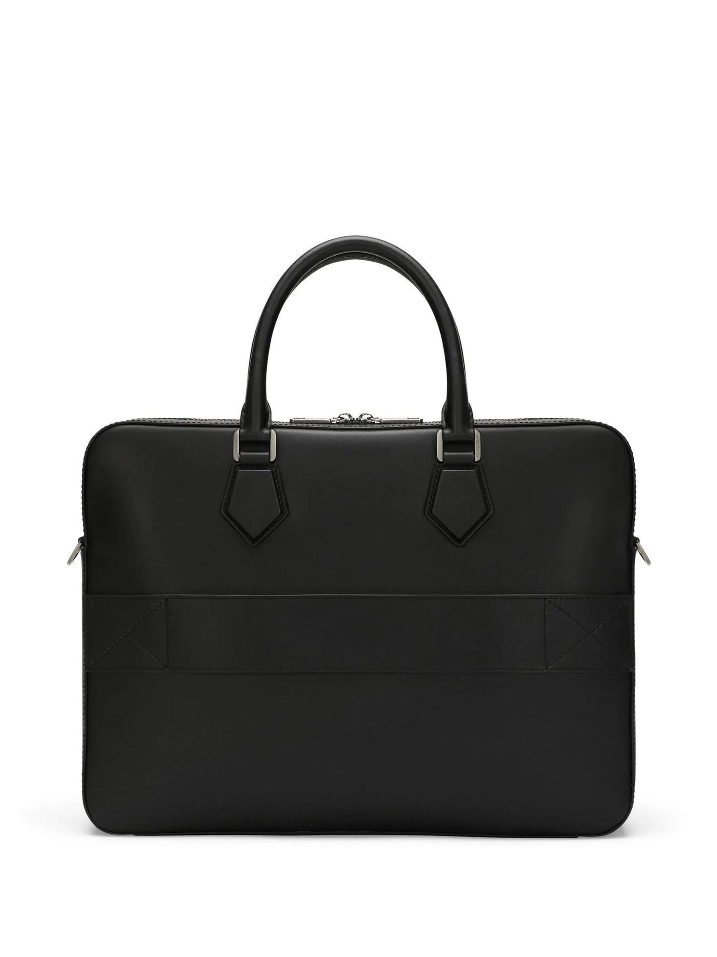 logo-embossed leather laptop bag