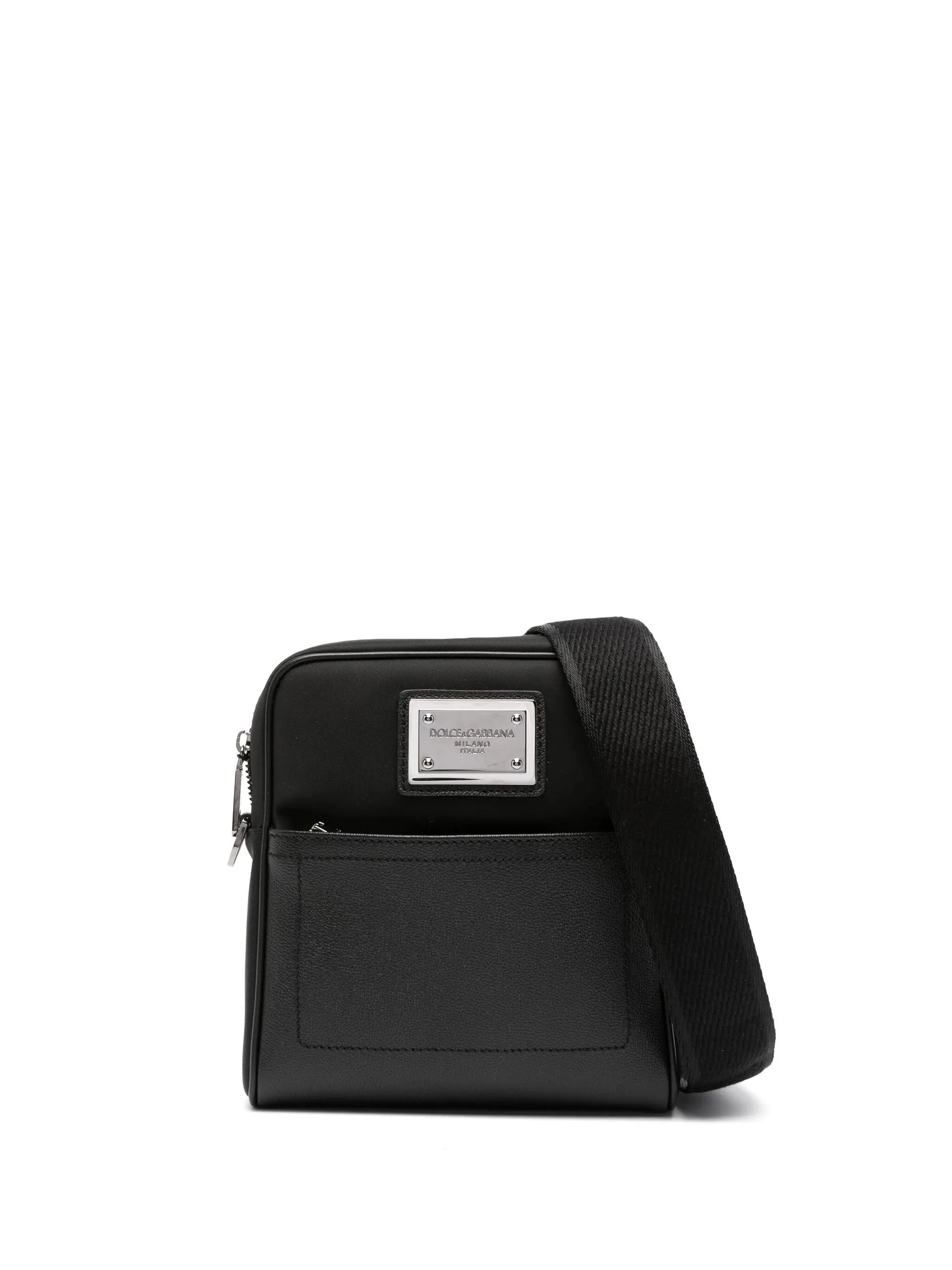 logo-plaque zip-fastening messenger bag