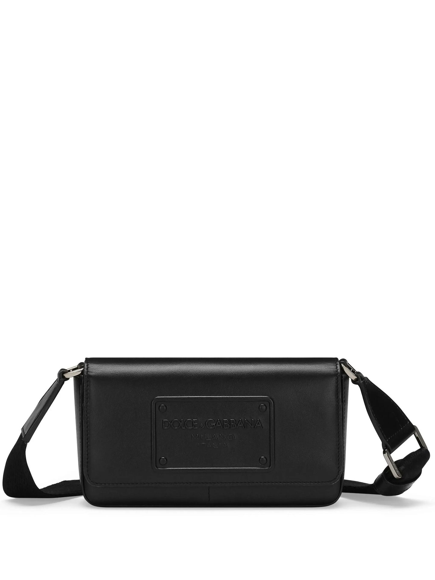 logo-embossed leather mini shoulder bag