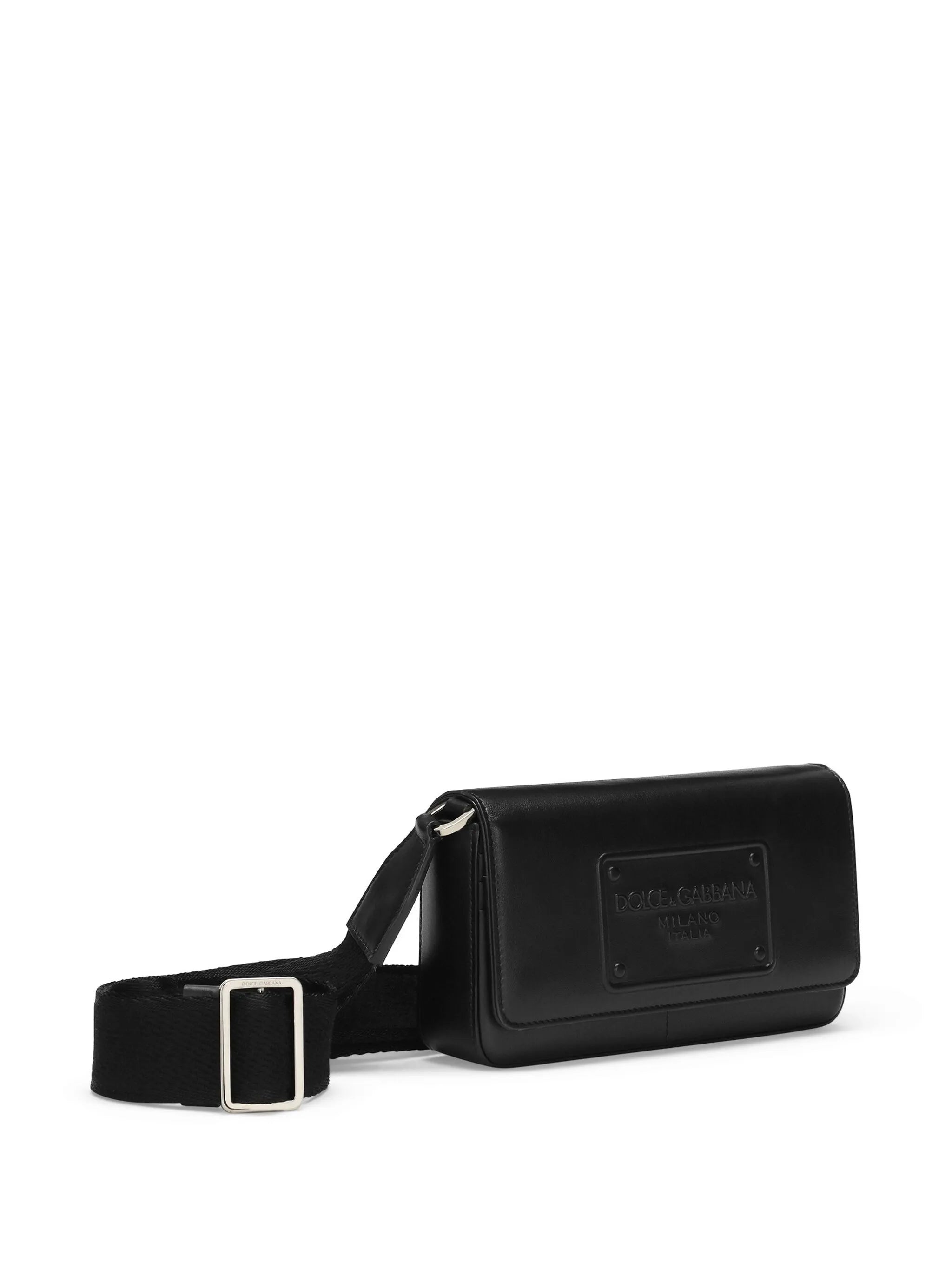 logo-embossed leather mini shoulder bag