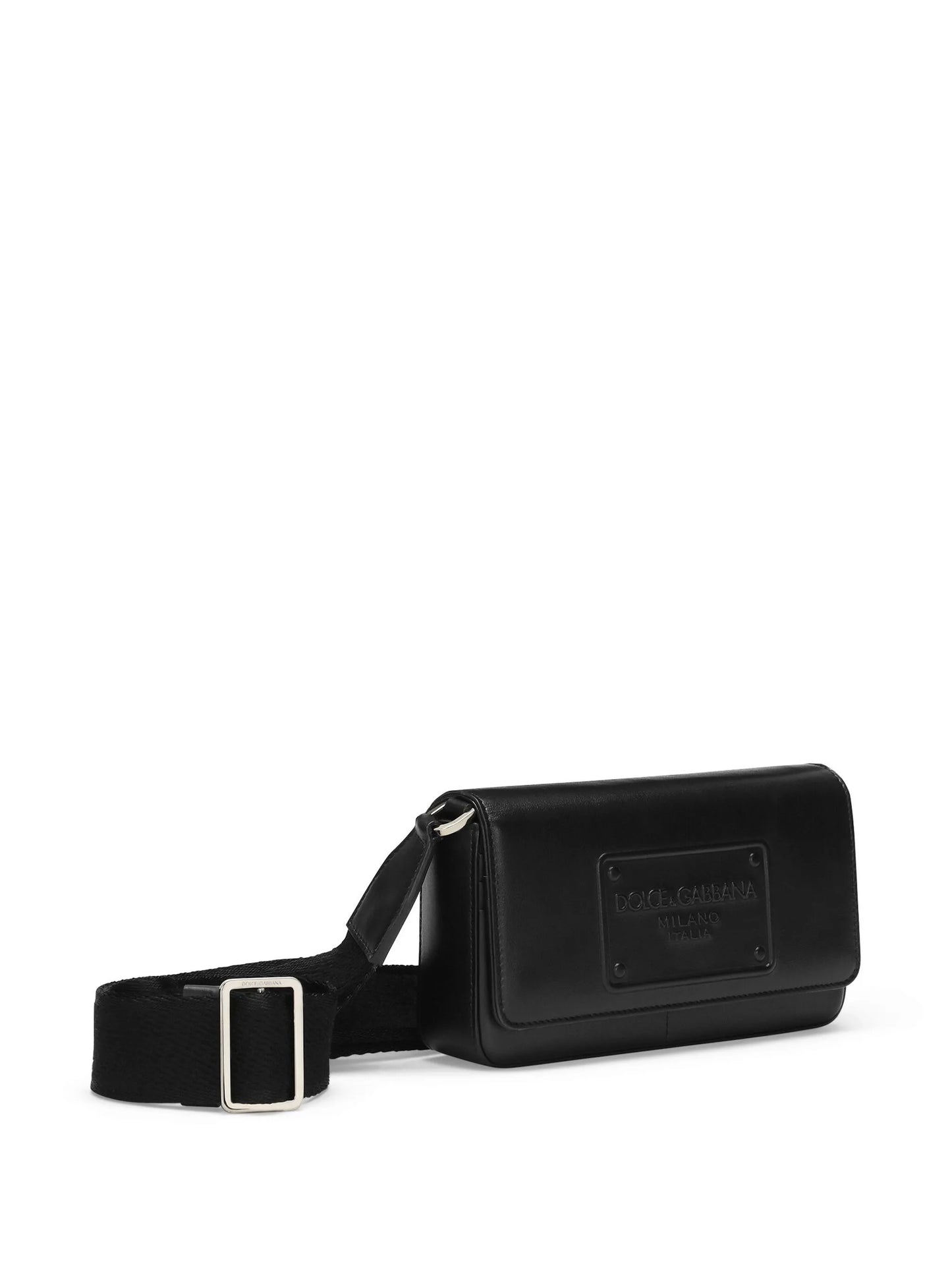 logo-embossed leather mini shoulder bag