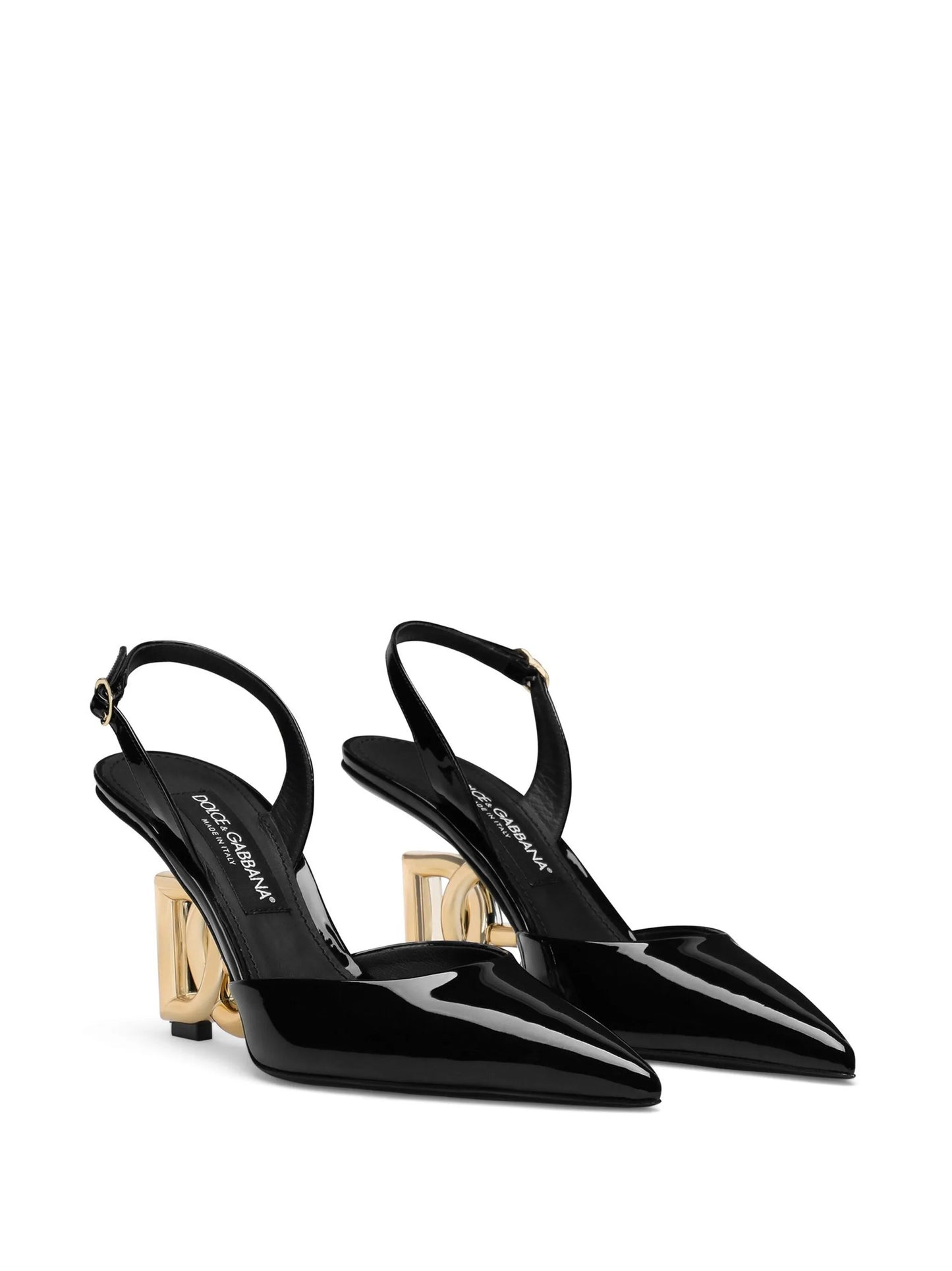 DG-heel leather slingback pumps