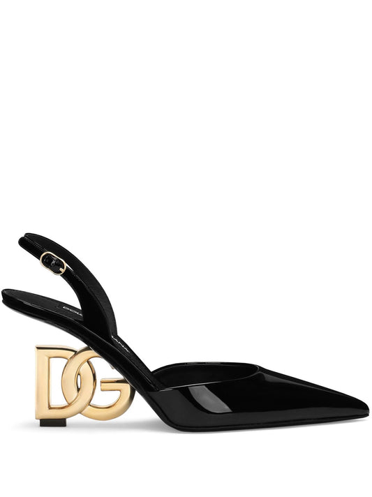 DG-heel leather slingback pumps