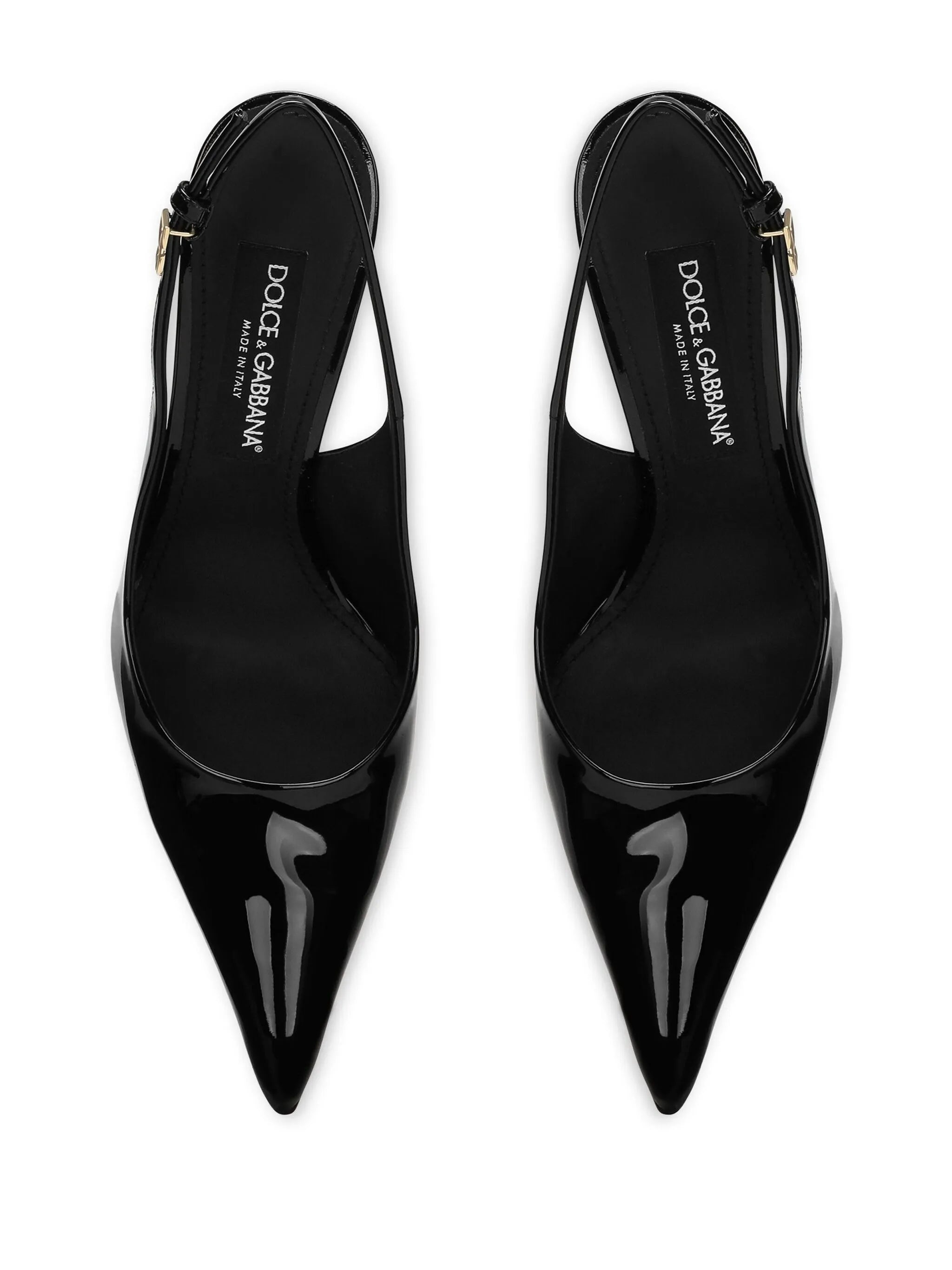 DNA patent-leather slingback pumps