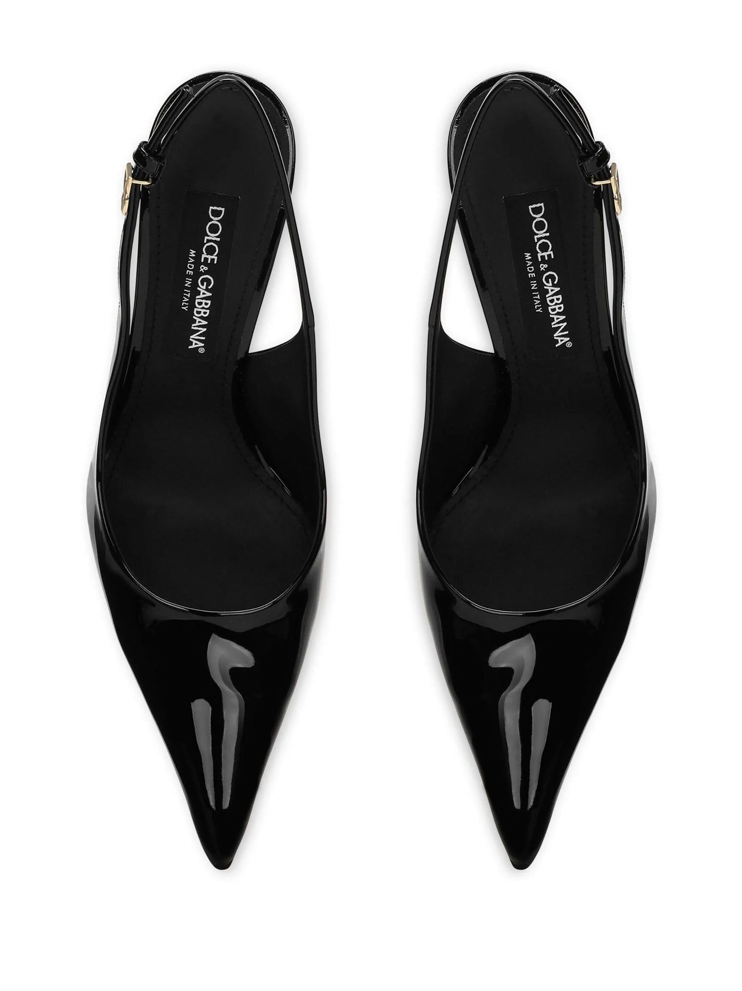 DNA patent-leather slingback pumps